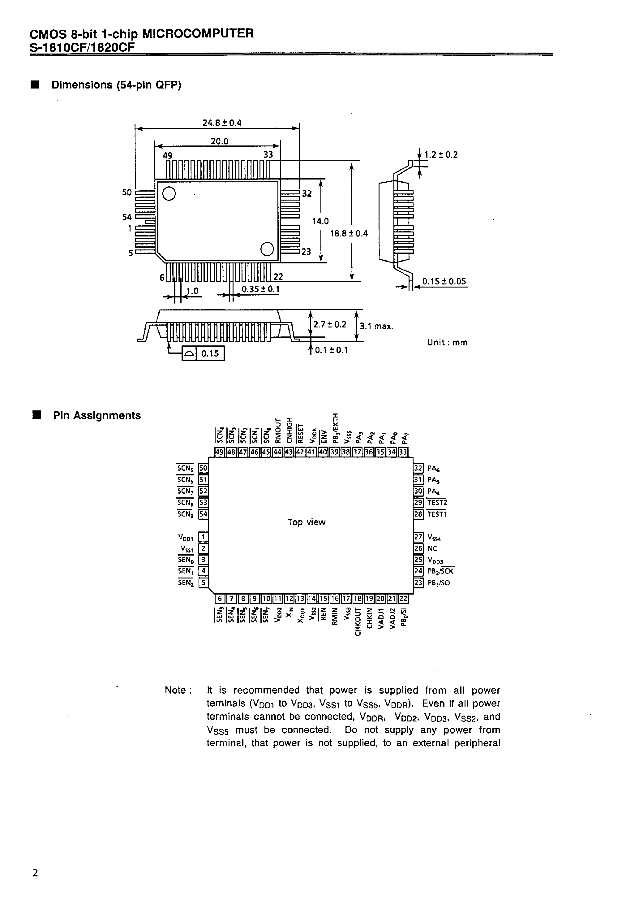 Даташит на микросхему S-1820CF страница 2 Даташит S-1820CF - CMOS 8-bit 1-chip MICROCOMPUTER страница 2