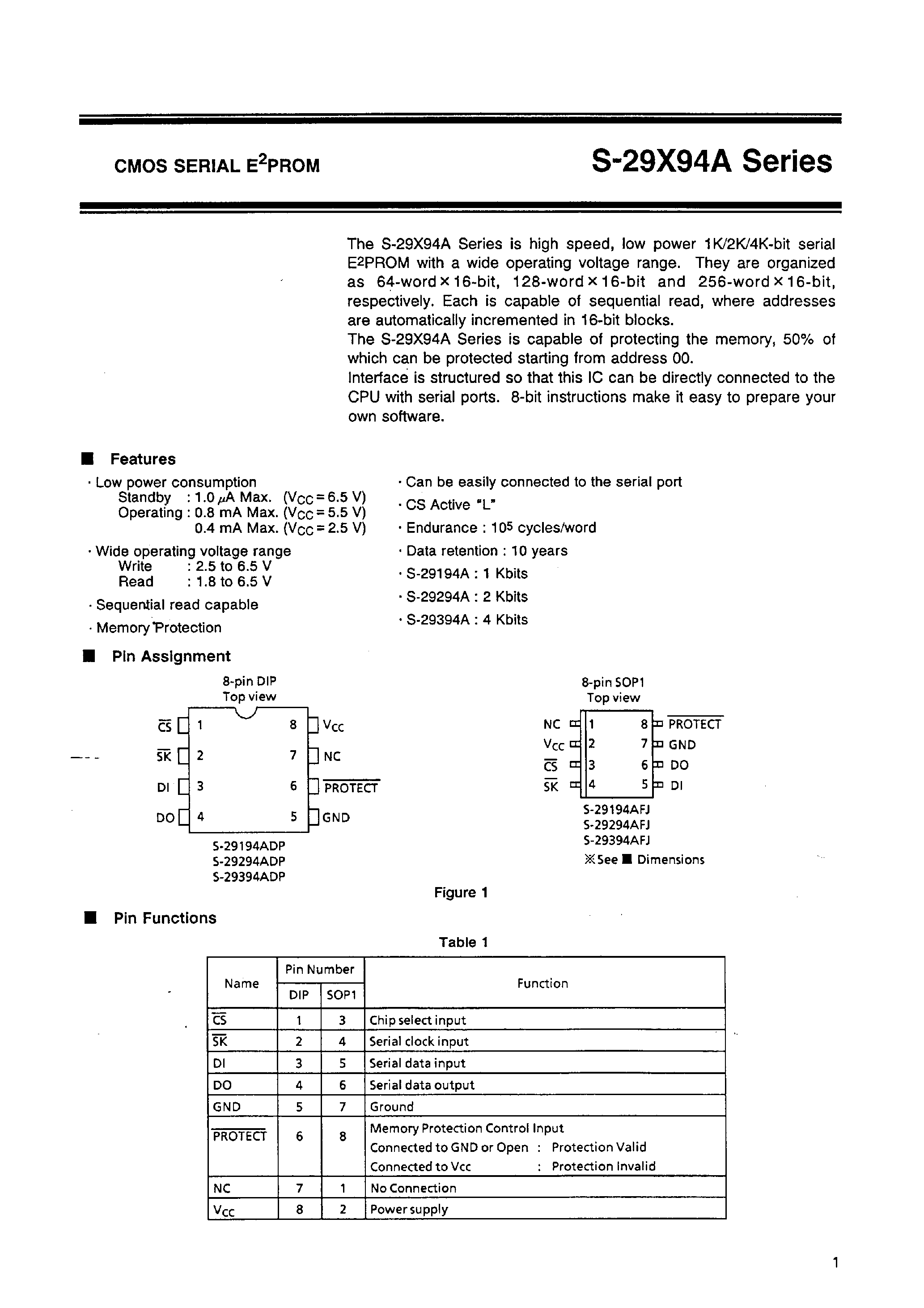 Даташит на микросхему S-29294AFJ страница 2 Даташит S-29294AFJ - CMOS SERIAL EEPROM страница 2