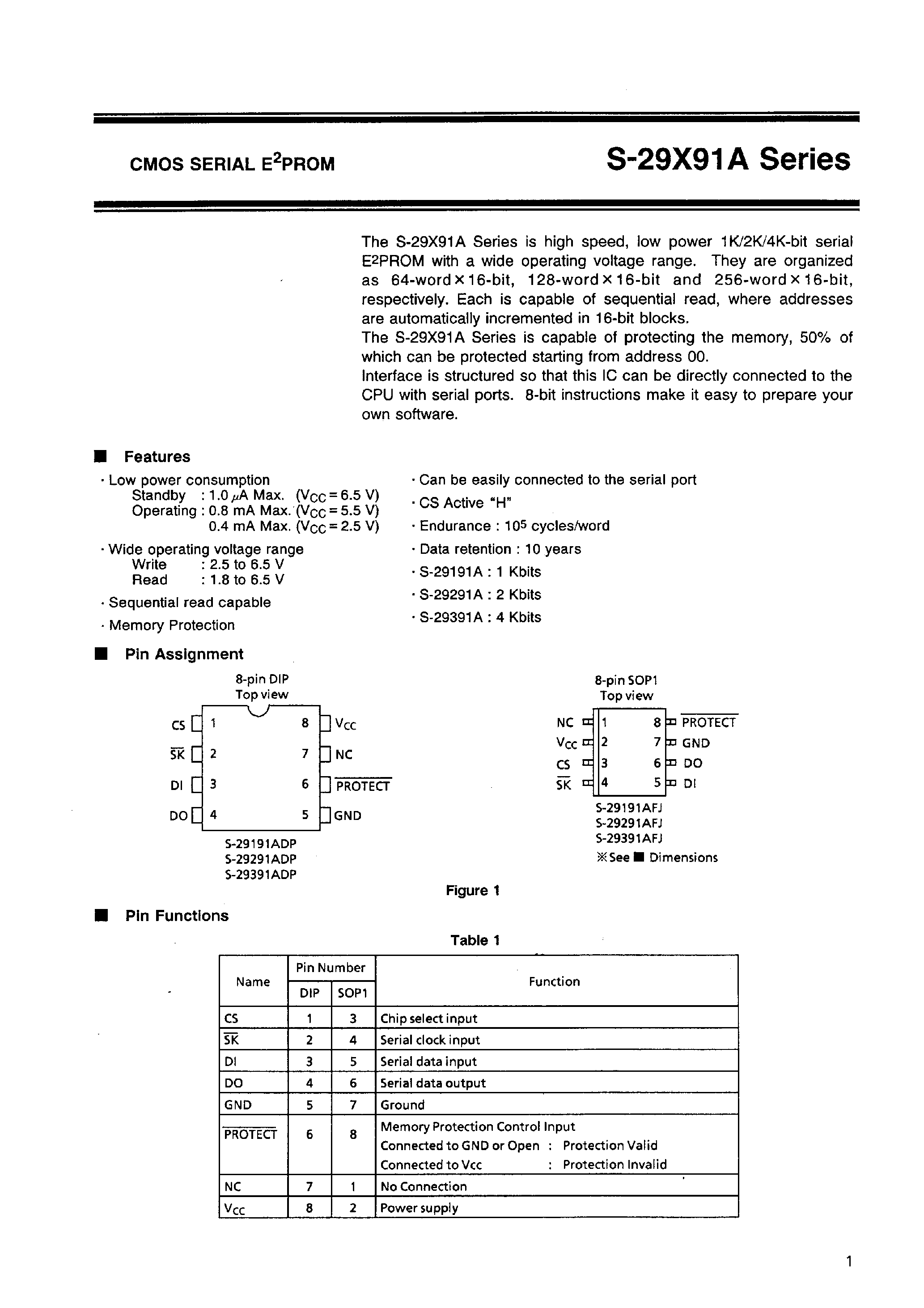 Даташит S-29391A - CMOS SERIAL EEPROM страница 2
