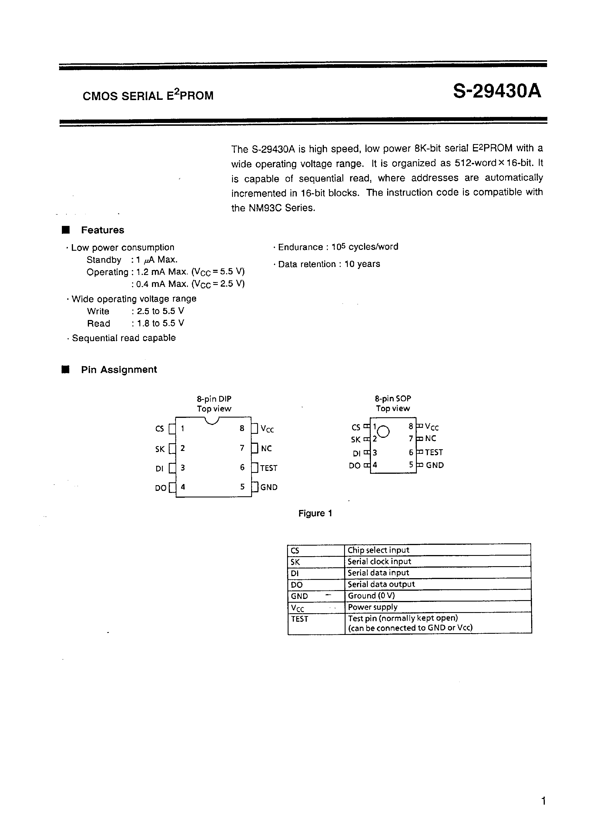 Даташит на микросхему S-29430 страница 2 Даташит S-29430 - CMOS SERIAL EEPROM страница 2