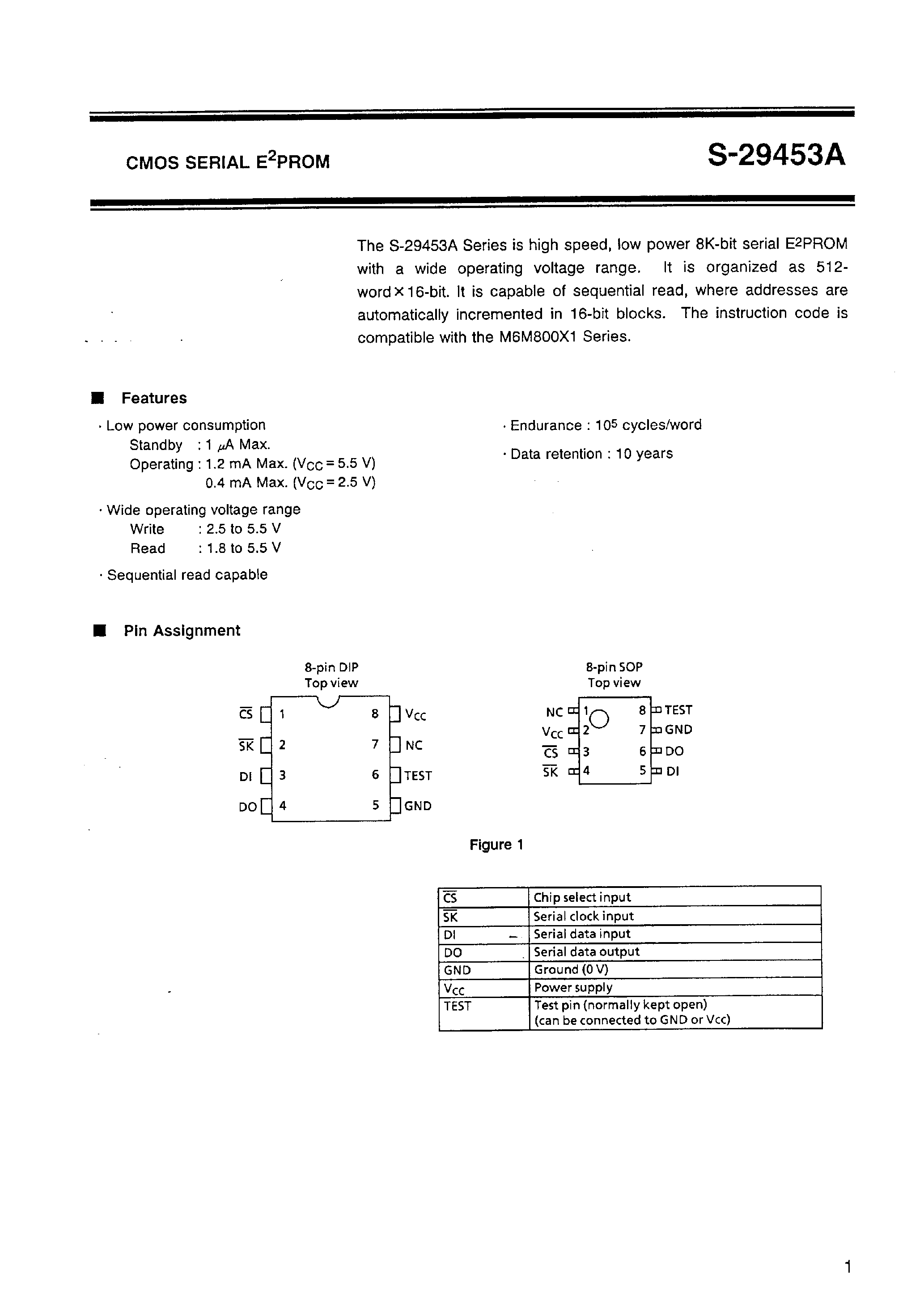 Даташит на микросхему S-29453A страница 2 Даташит S-29453A - CMOS SERIAL EEPROM страница 2
