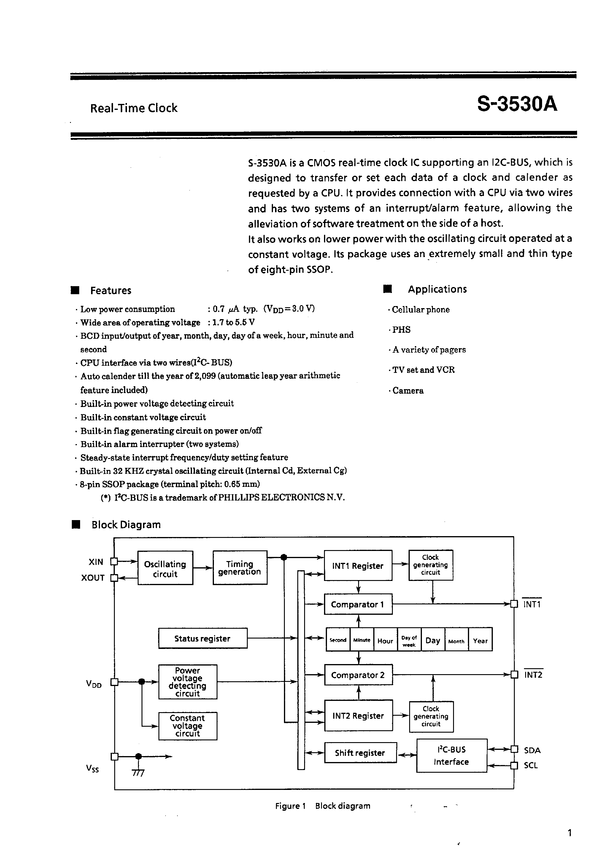 Даташит S-3530AEFS - REAL-TIME CLOCK страница 2
