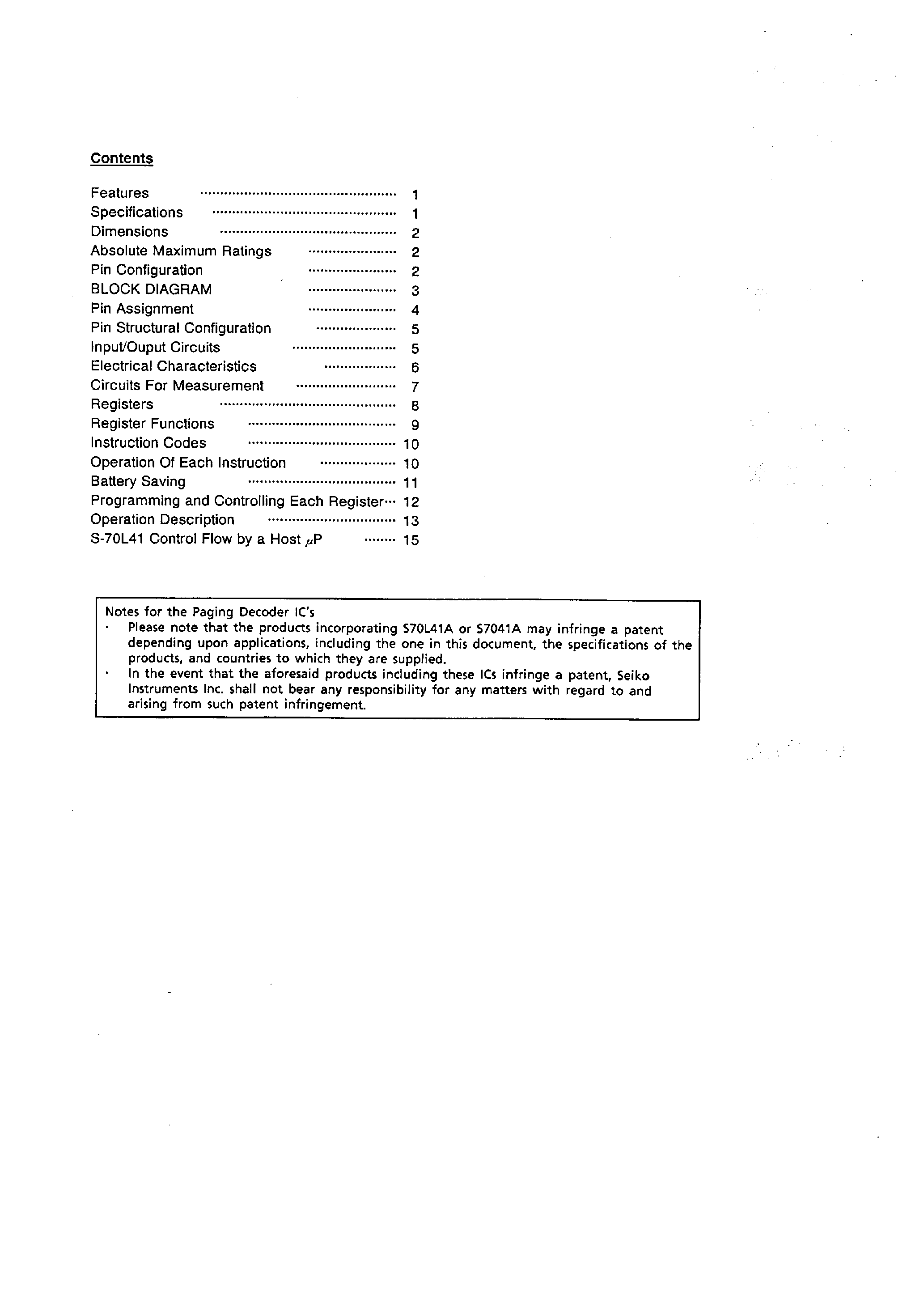 Datasheet S-70L41B page 1 Datasheet S-70L41B - PAGING DECODER page 1
