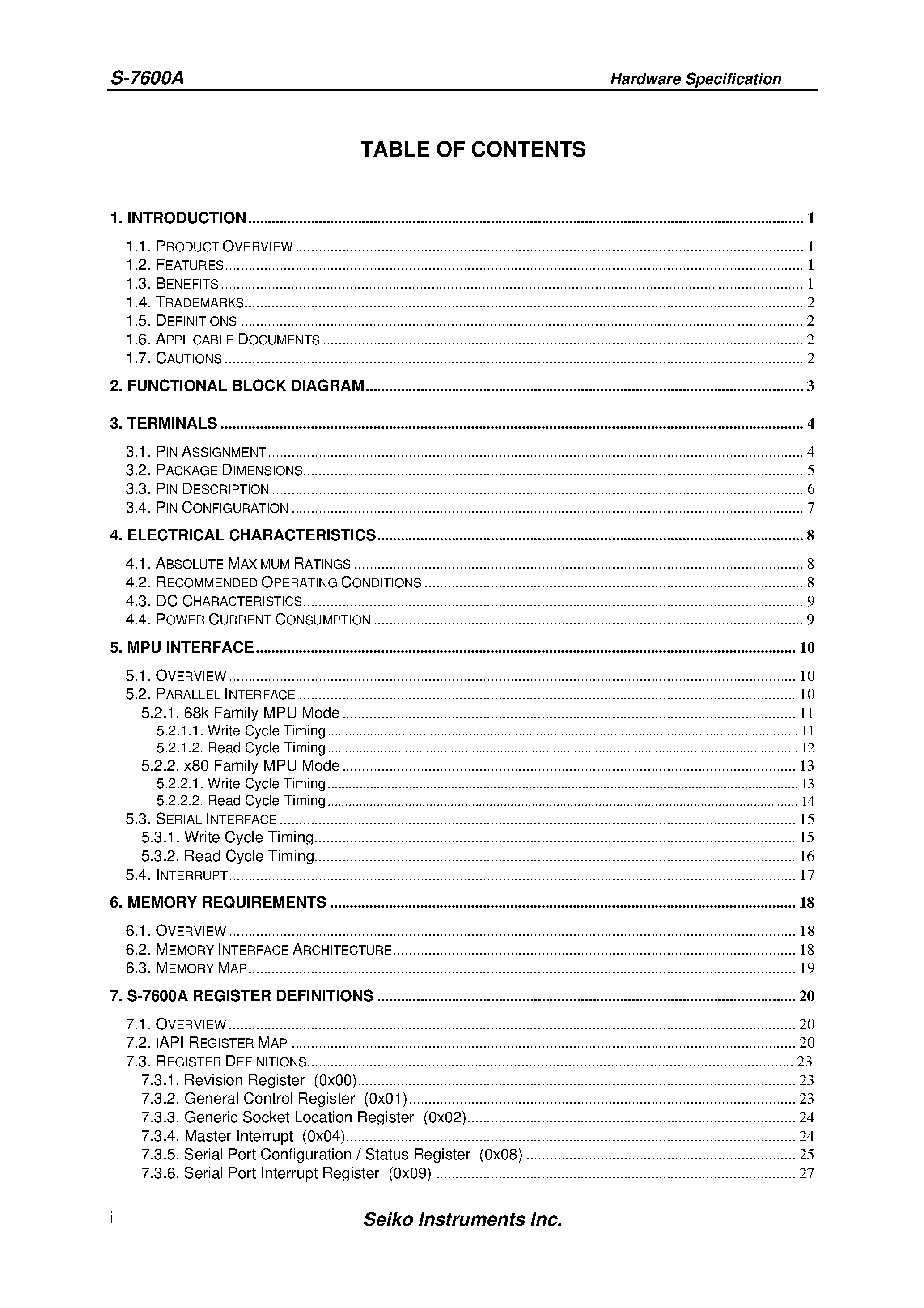 Datasheet S-7600 - TCP/IP Network Protocol LSI page 2