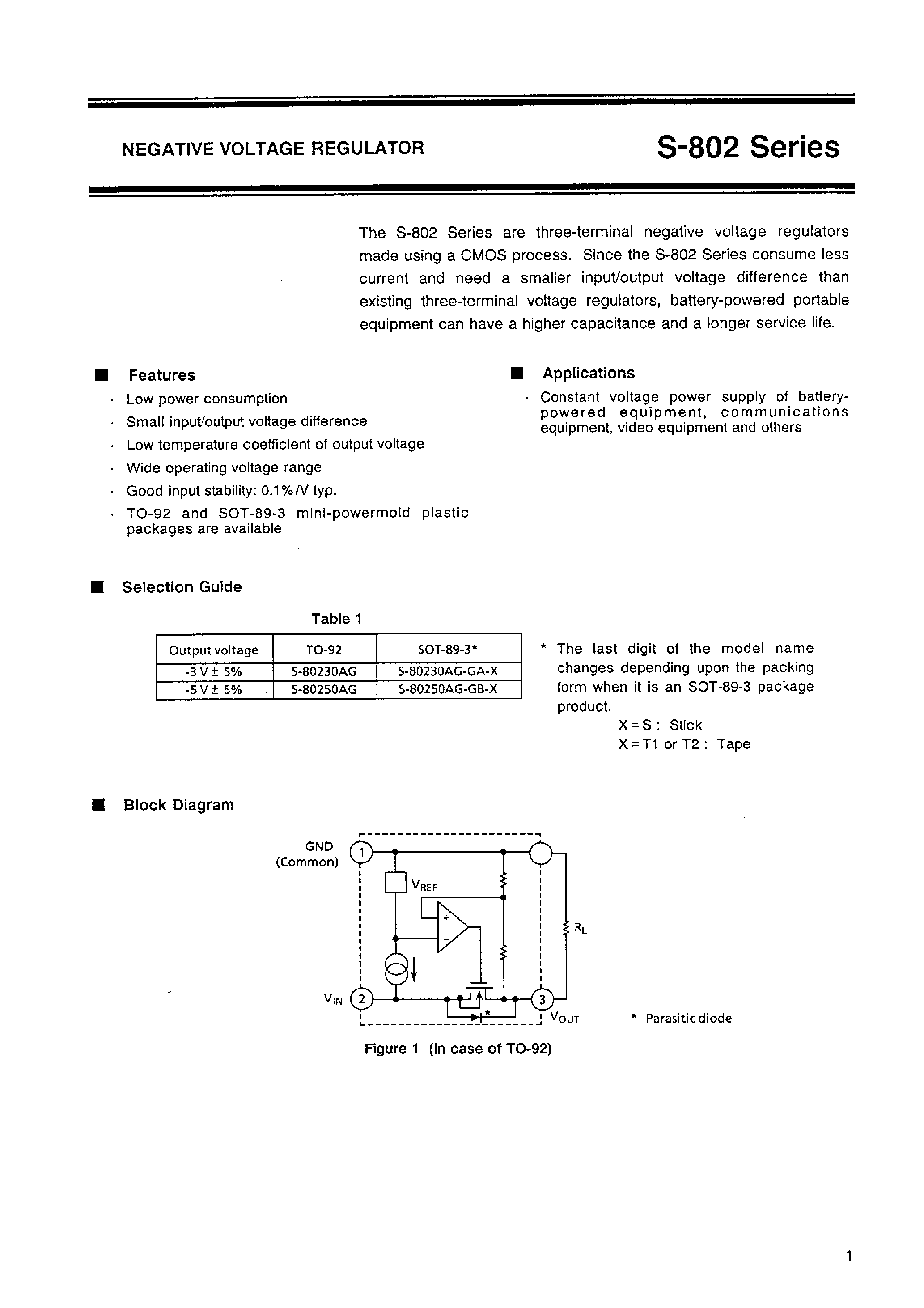 Datasheet S-80230AG-GA-S - NEGATIVE VOLTAGE REGULATOR page 2