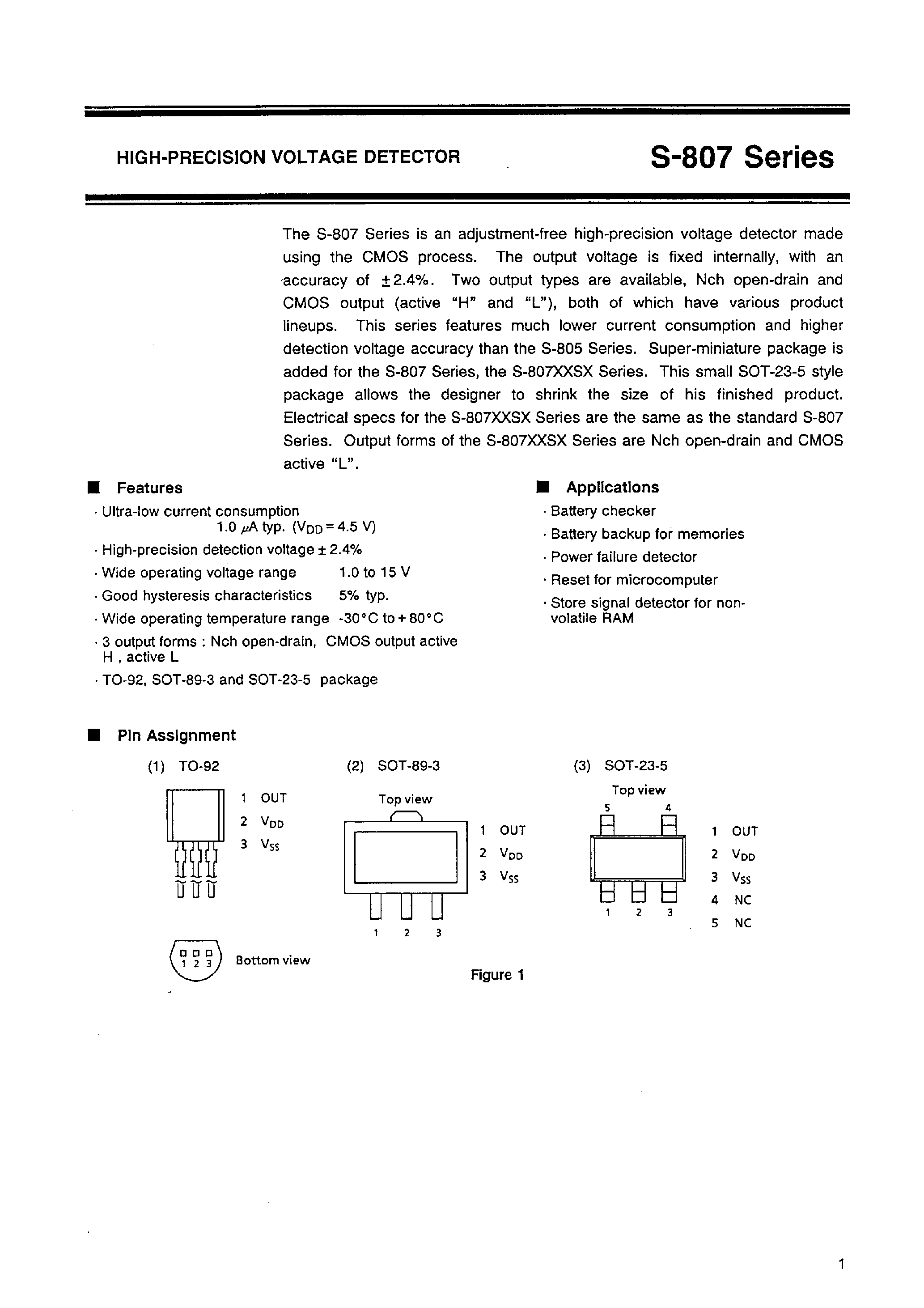 Datasheet S-80741AL page 2 Datasheet S-80741AL - HIGH-PRECISION VOLTAGE DETECTOR page 2