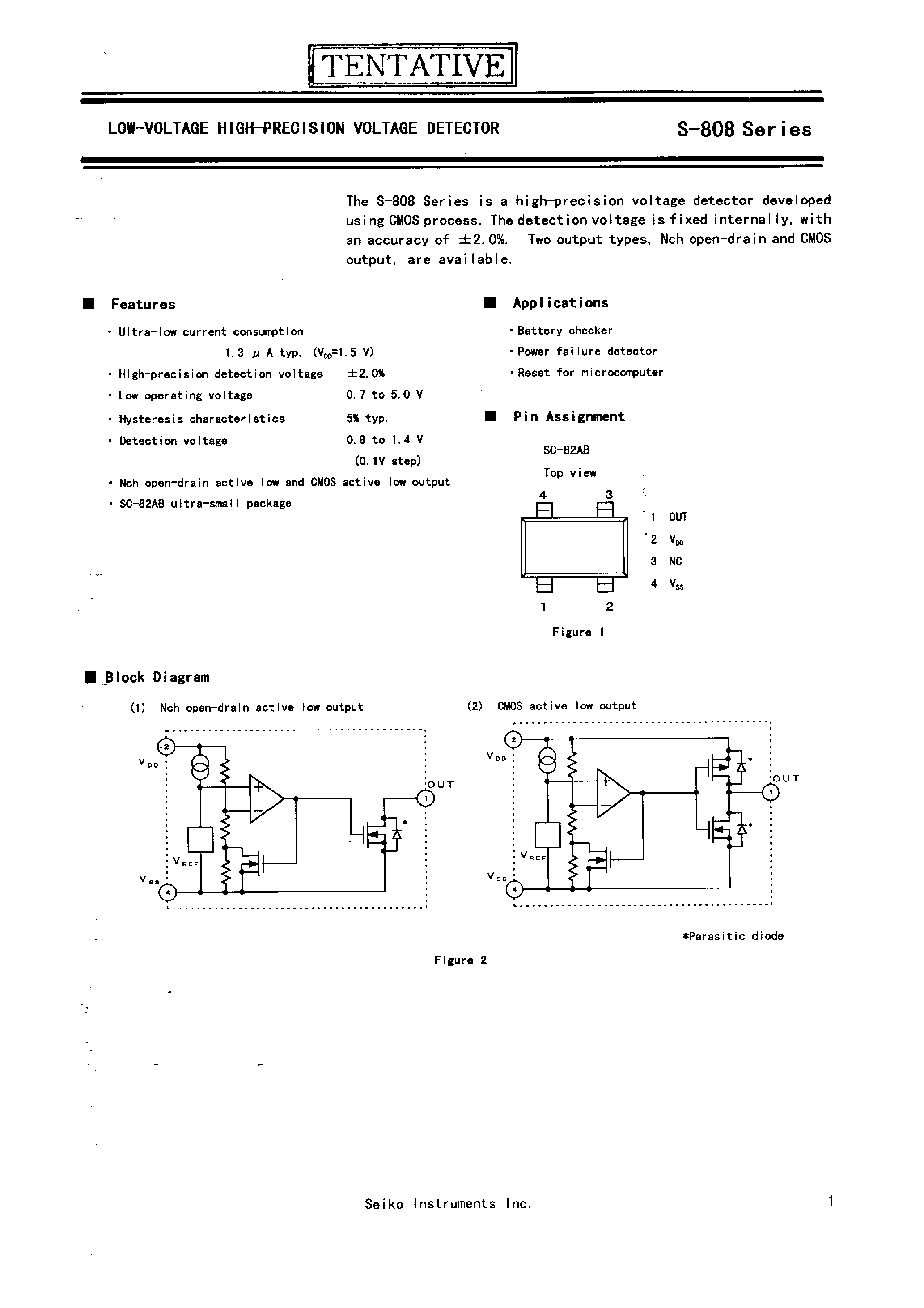 Datasheet S-80808ANNP-E7Y-T2 page 1 Datasheet S-80808ANNP-E7Y-T2 - LOW-VOLTAGE HIGH-PRECISION VOLTAGE DETECTOR page 1