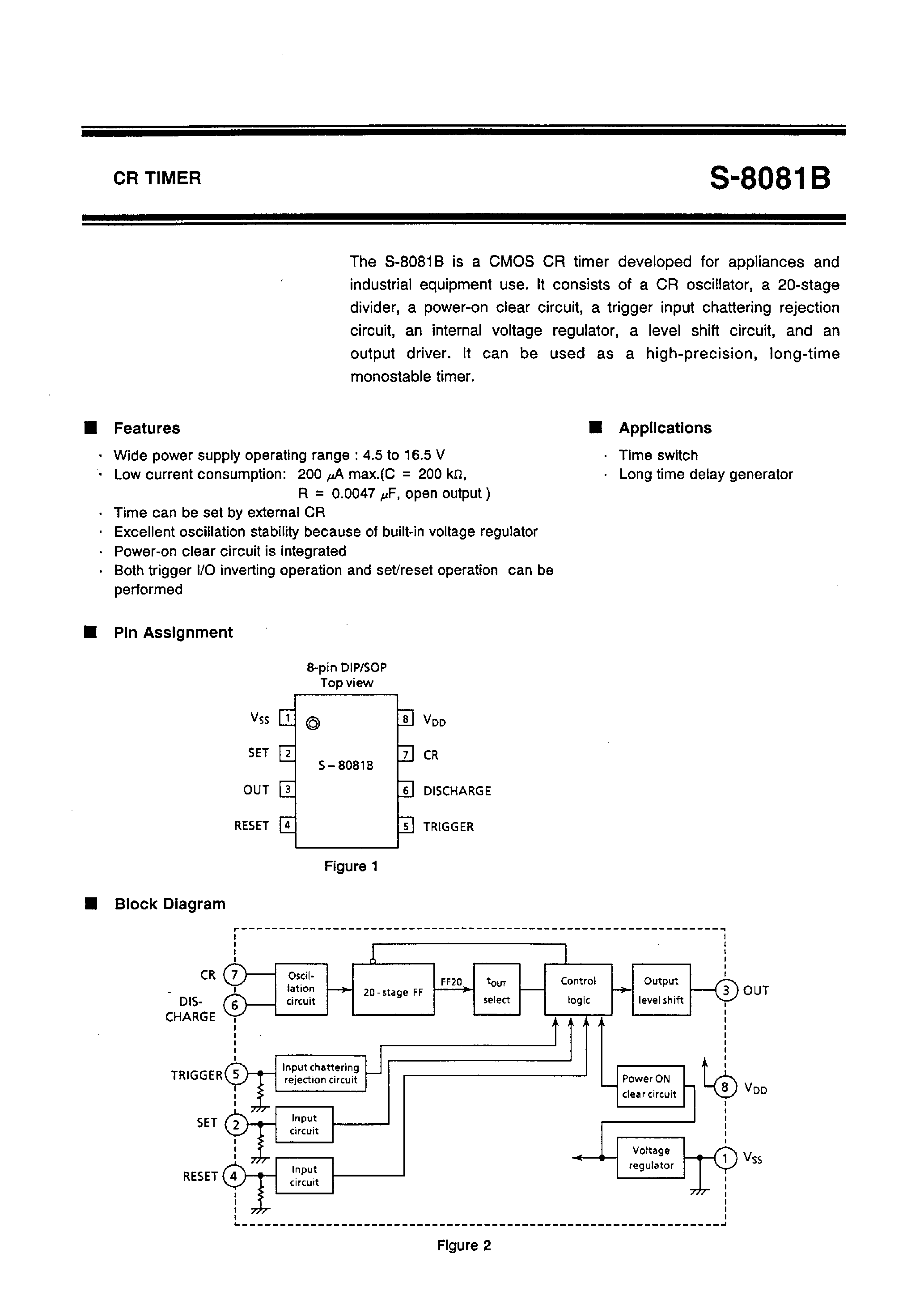 Datasheet S-8081 page 1 Datasheet S-8081 - CR TIMER page 1