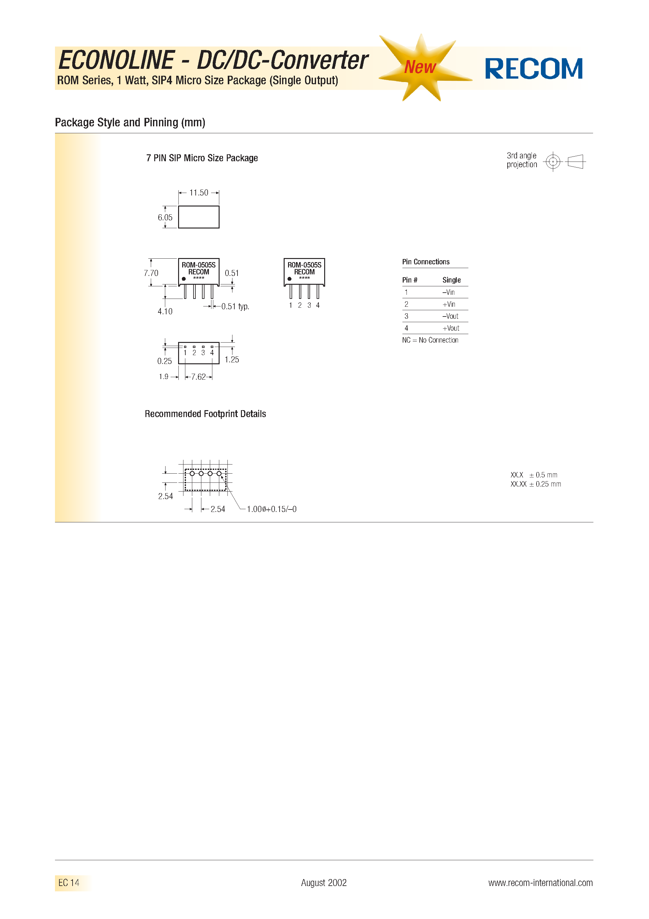 Datasheet ROM-3.33.3S - ECONOLINE - DC/DC - CONVERTER page 2