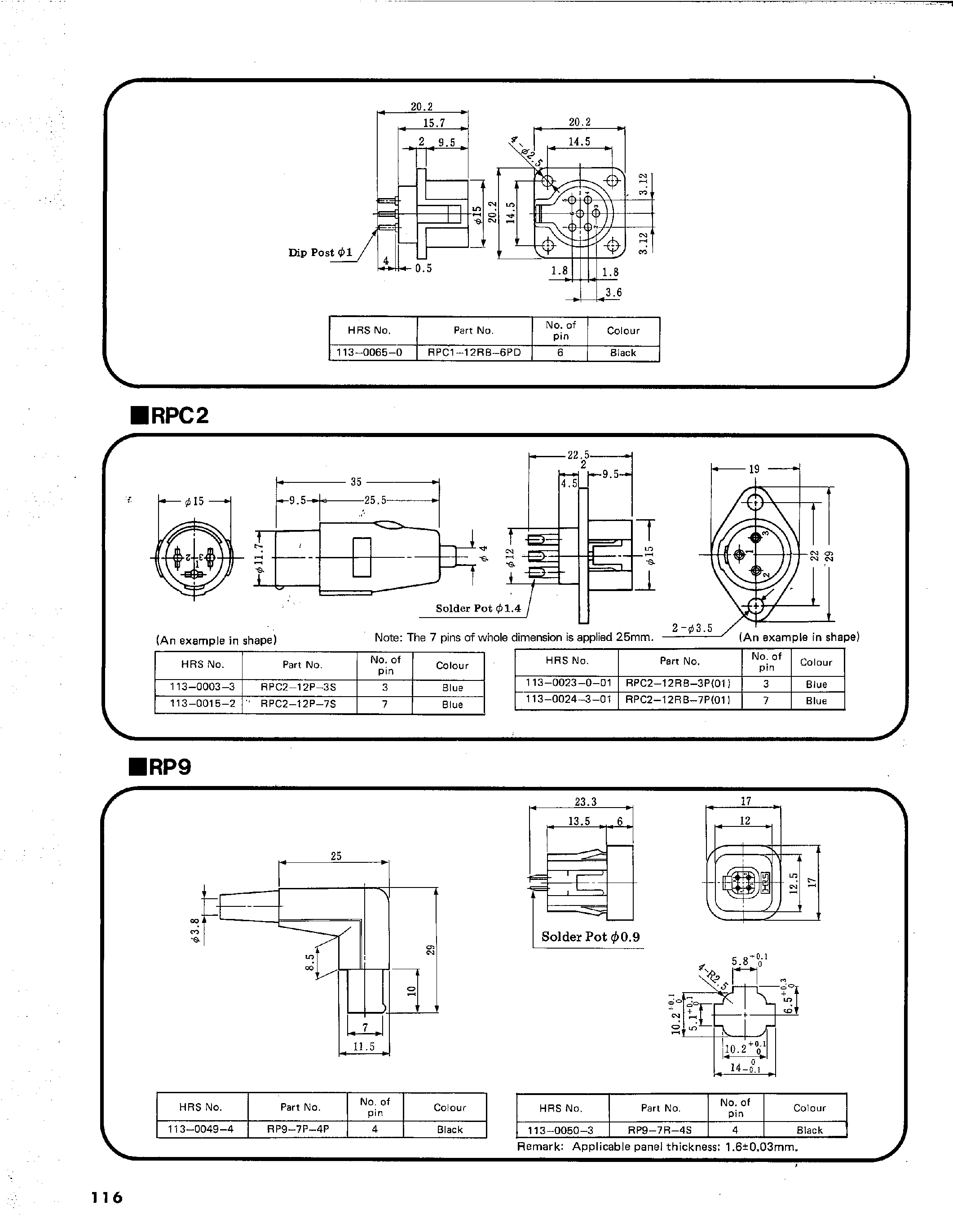 Datasheet RPC2-12RB-7S(01) page 2 Datasheet RPC2-12RB-7S(01) - RP SERIES CIRCULAR PLASTIC CONNECTORS page 2