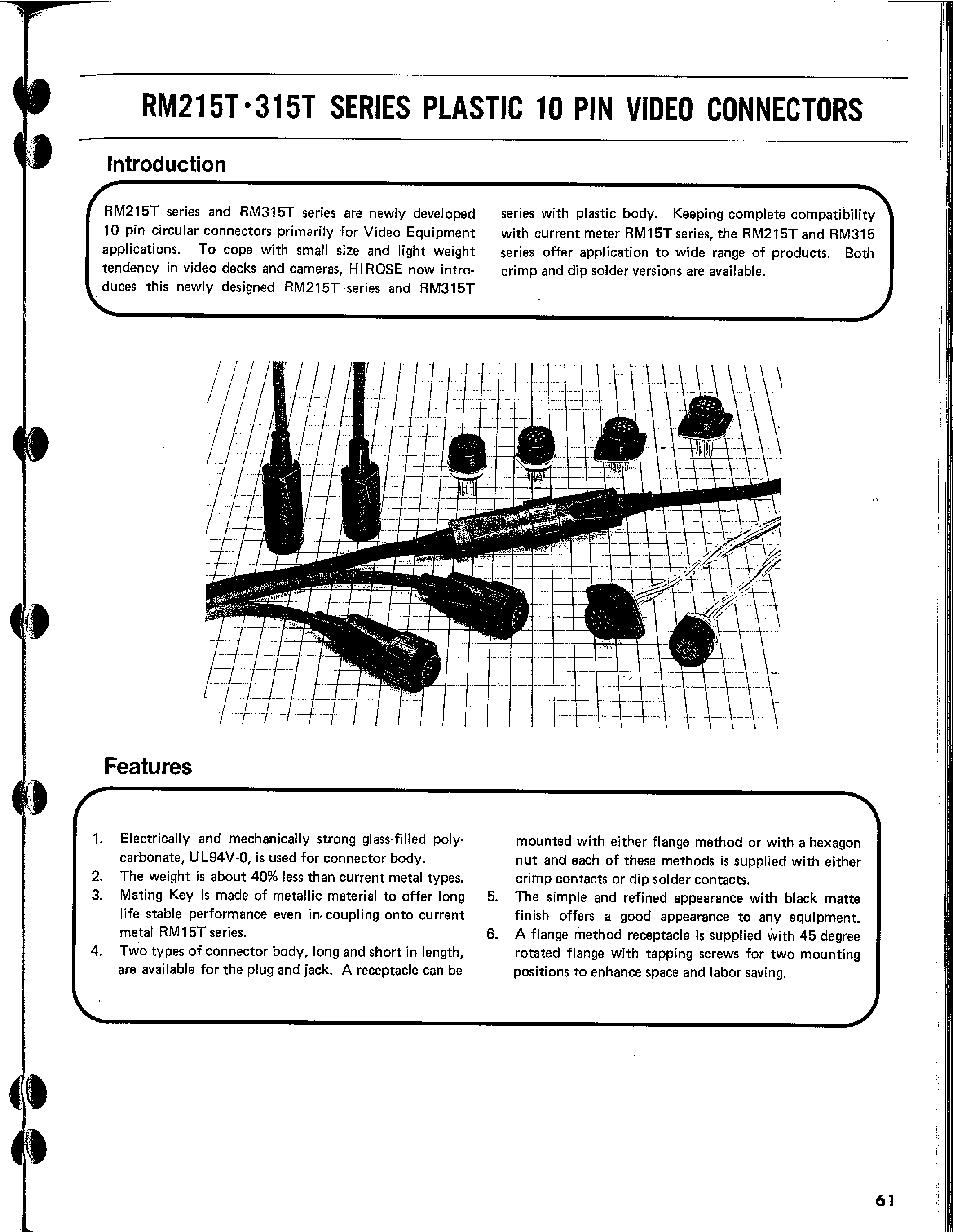 Datasheet RM215TJA-10SE - PLASTIC 10 PIN VIDEO CONNECTORS page 1