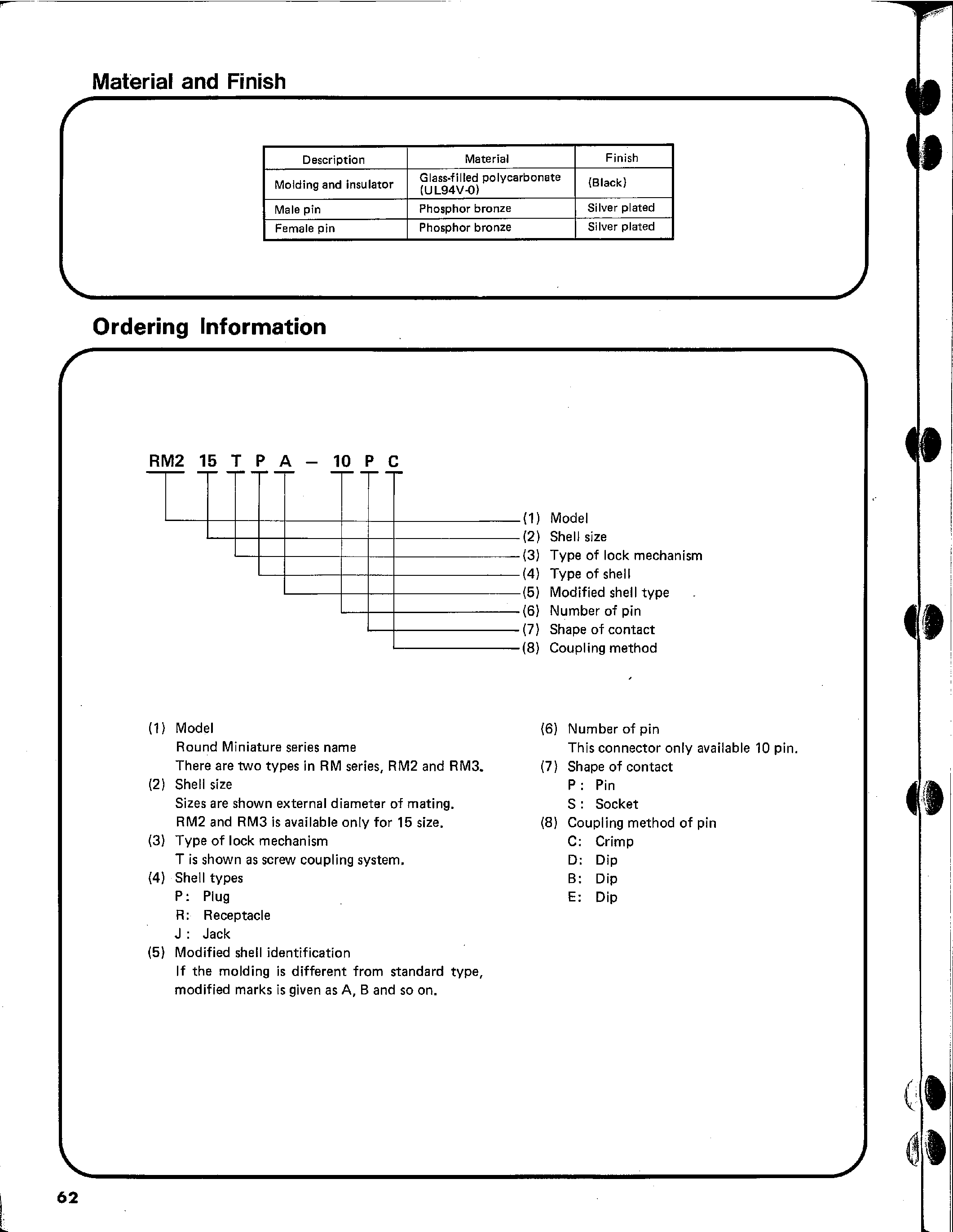 Datasheet RM215TPB-10PD page 2 Datasheet RM215TPB-10PD - PLASTIC 10 PIN VIDEO CONNECTORS page 2