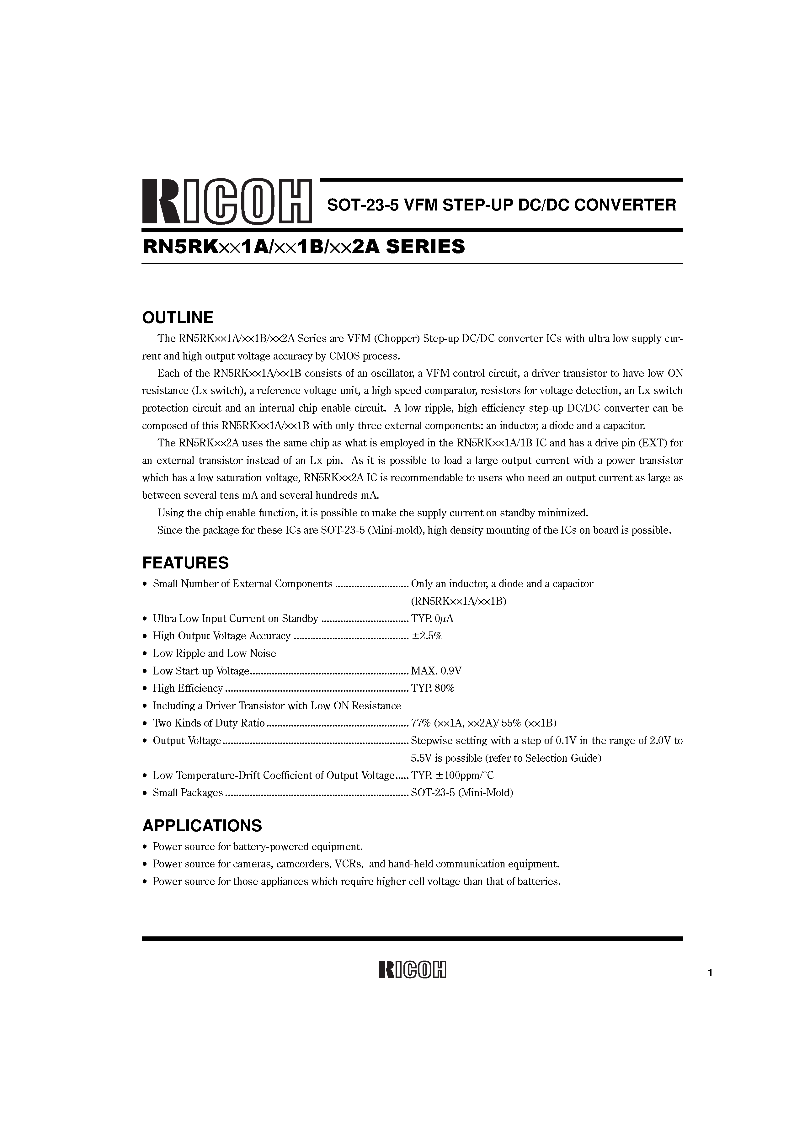 Datasheet RN5RK301A - SOT-23-5 VFM STEP-UP DC/DC CONVERTER page 2