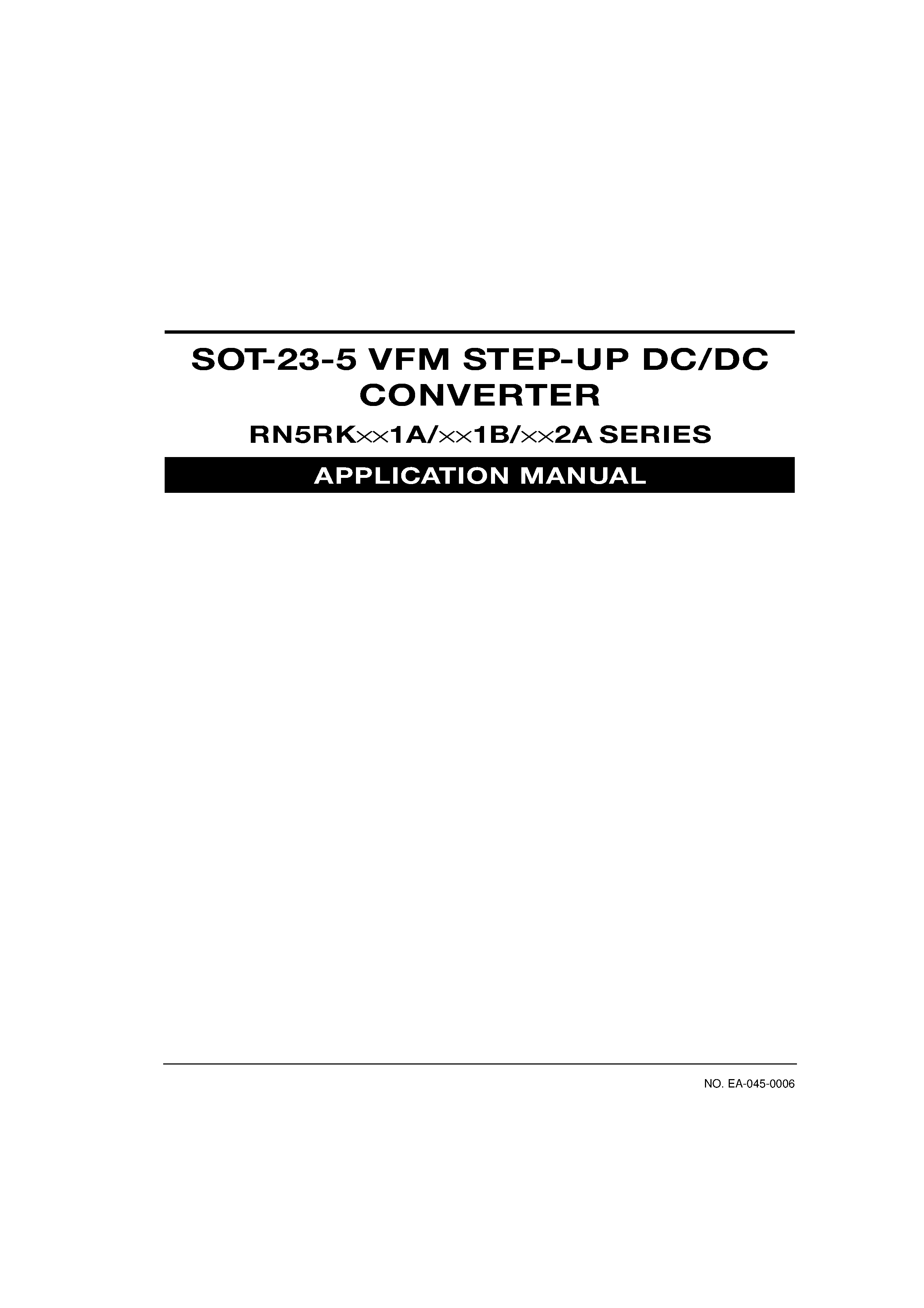Datasheet RN5RK502A-TL - SOT-23-5 VFM STEP-UP DC/DC CONVERTER page 1