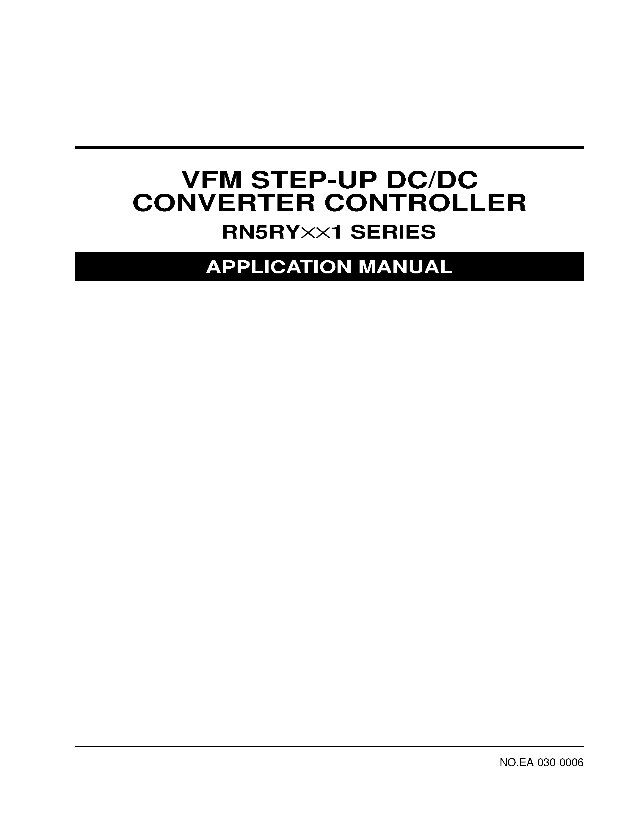 Datasheet RN5RY301 - VFM STEP-UP DC/DC CONVERTER CONTROLLER page 1