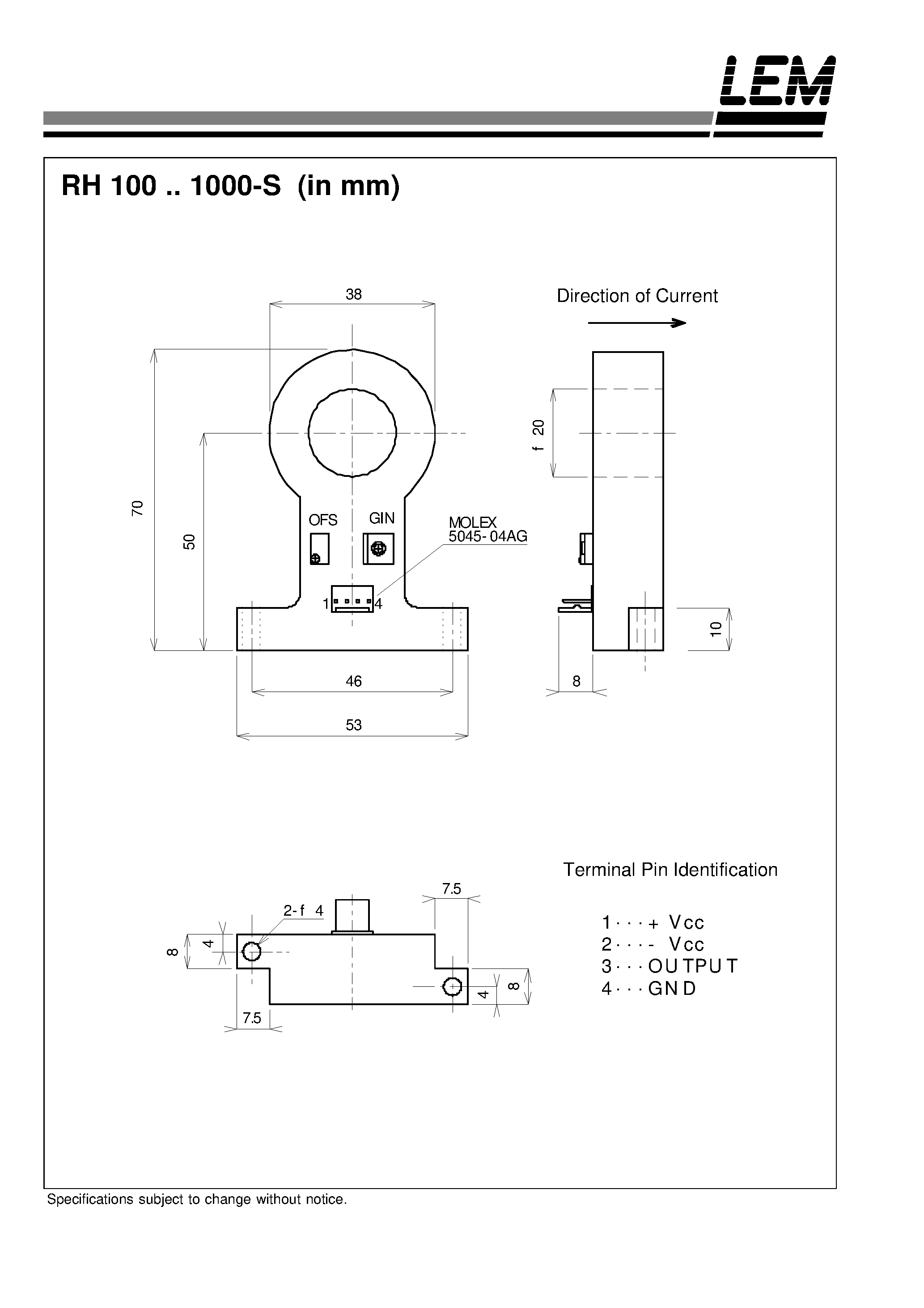 Datasheet RH100-S - Coreless Coil Current Transducer RH 100~1000-S page 2