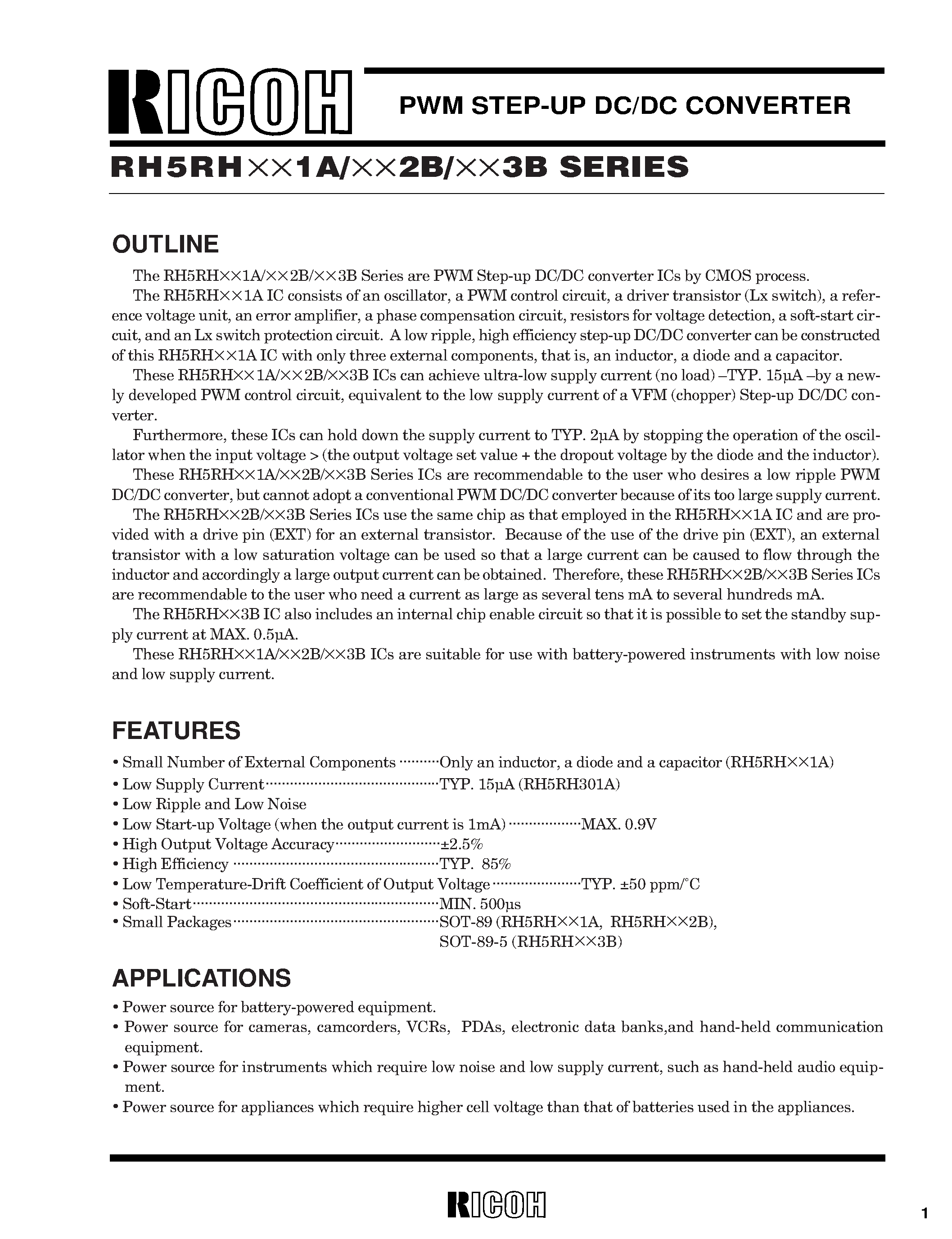 Datasheet RH5RH333B-T1 - PWM STEP-UP DC/DC CONVERTER page 2