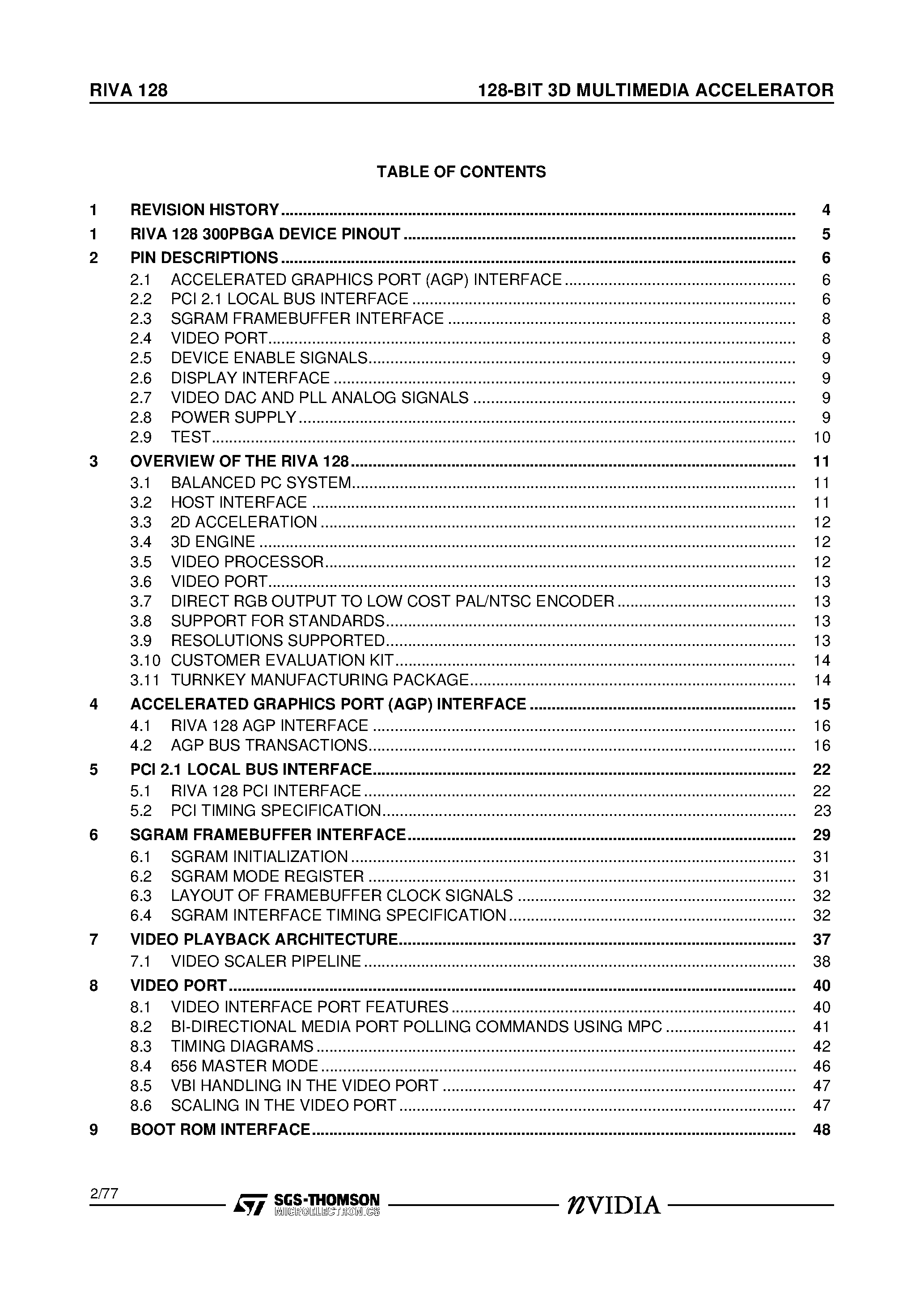 Даташит на микросхему RIVA128 страница 2 Даташит RIVA128 - RIVA 128 128-BIT 3D MULTIMEDIA ACCELERATOR страница 2
