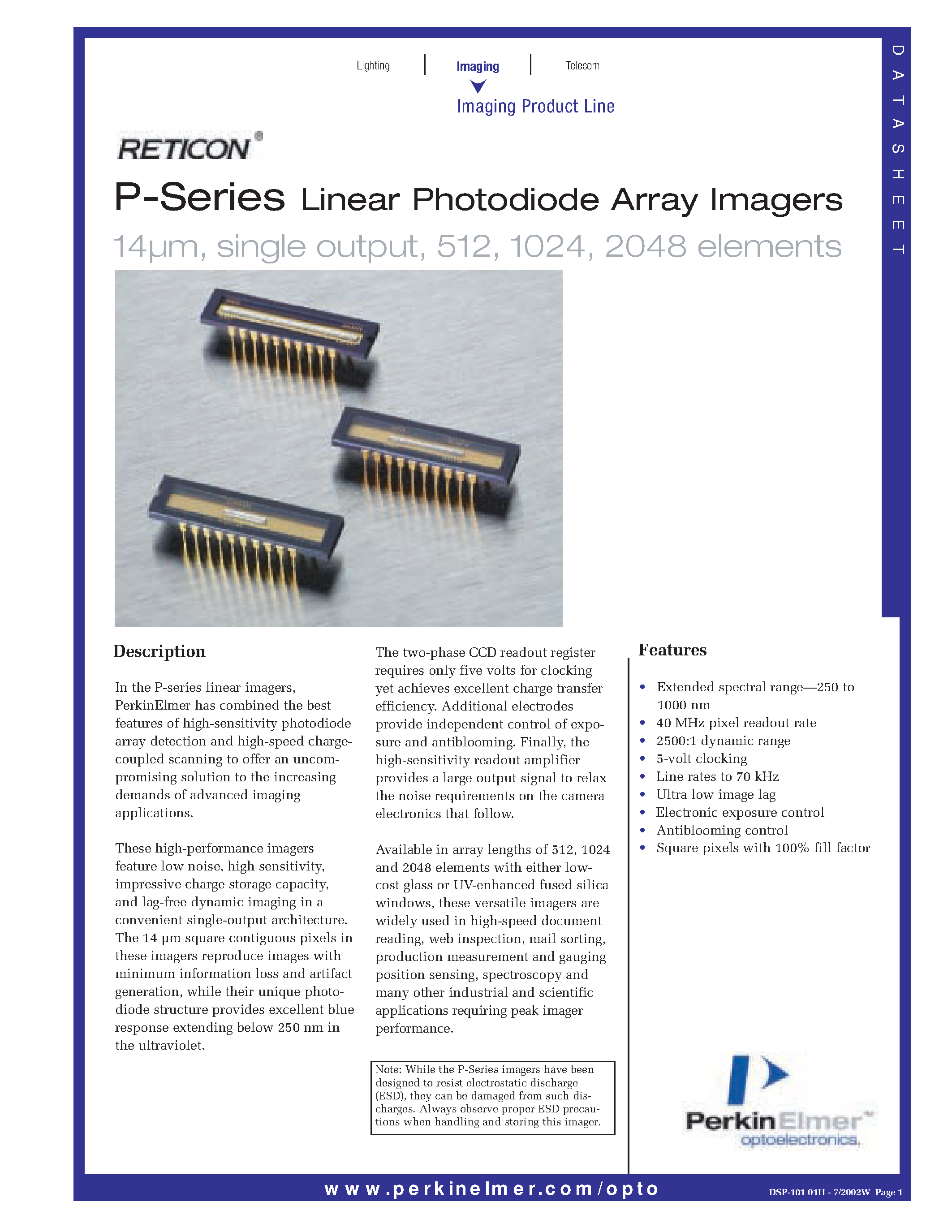 Даташит на микросхему RL0512P страница 1 Даташит RL0512P - P-SERIES LINEAR PHOTODIODE ARRAY IMAGERS страница 1