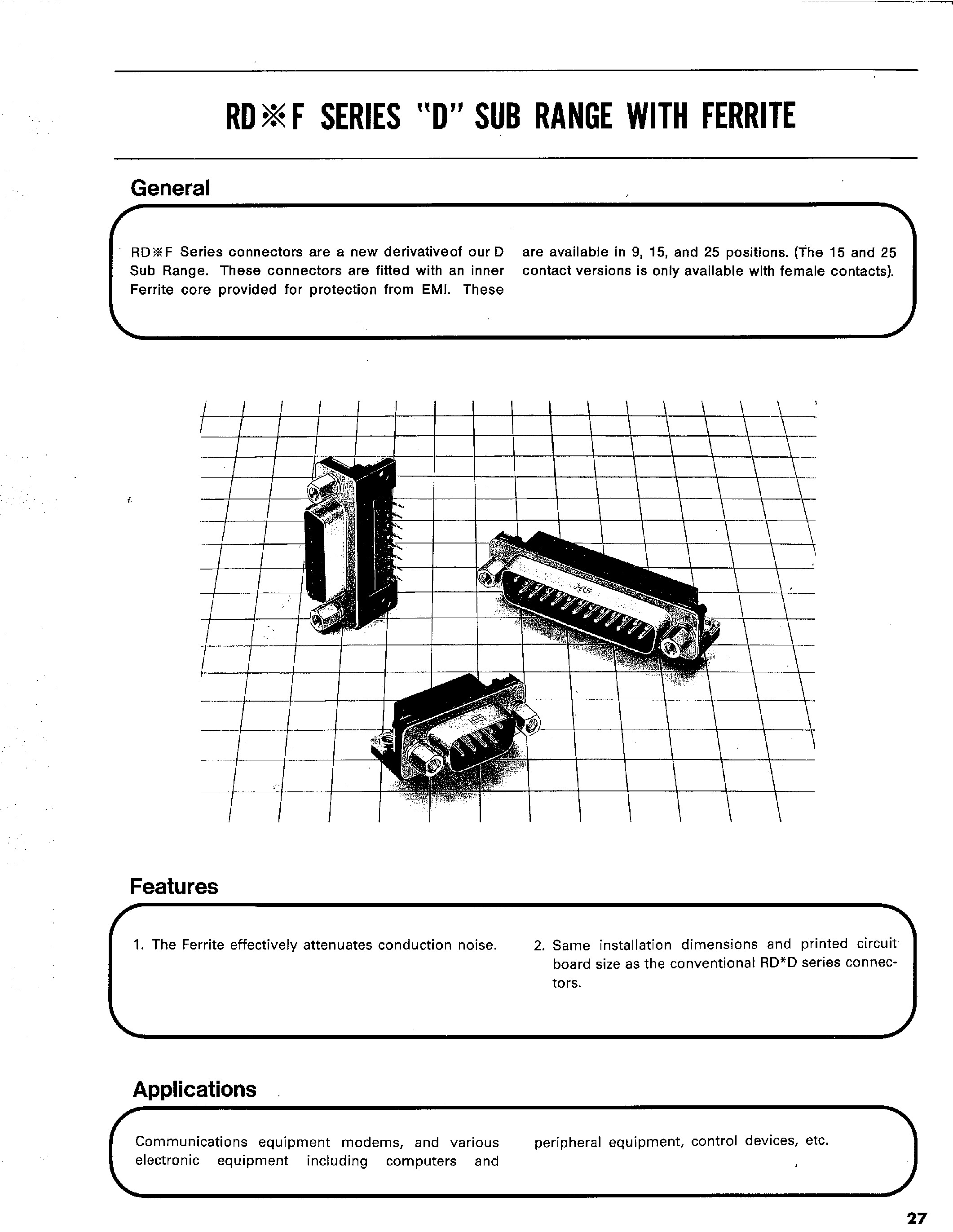 Datasheet RDAF-15S-LNA - D SUB RANGE WITH FERRITE page 1