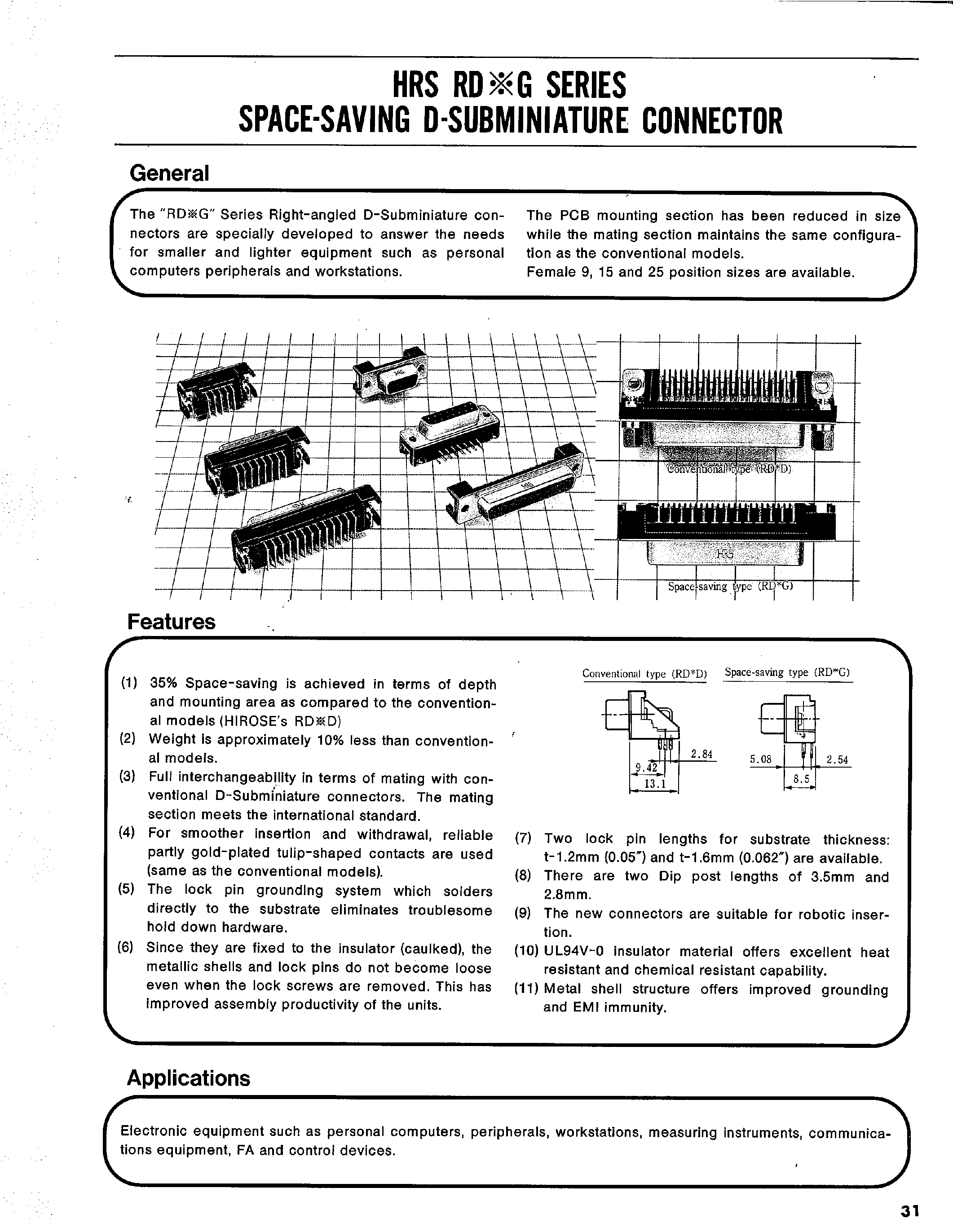 Datasheet RDAG1-15SE1 - SPACE-SAVING D-SUBMINIATURE CONNECTOR page 1