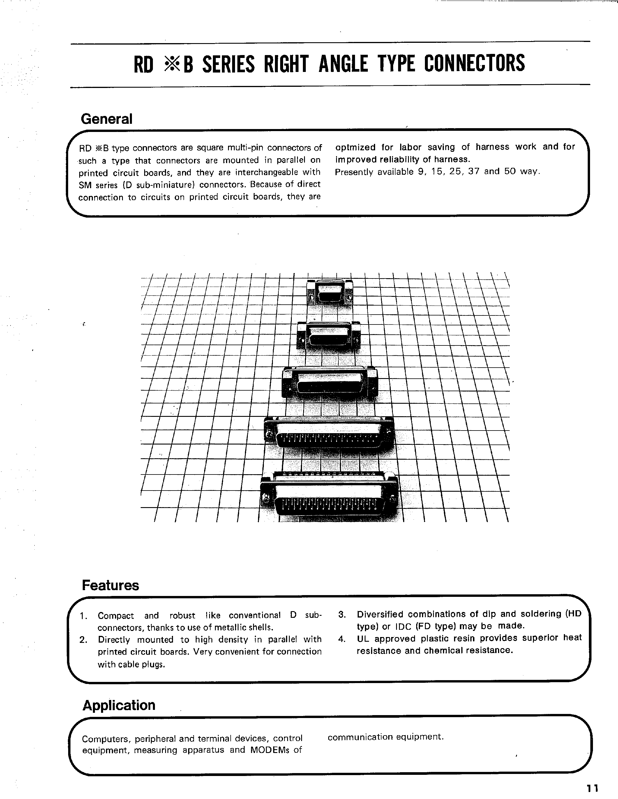 Даташит RDDB-37P-LN05 - RIGHT ANGLE TYPE CONNECTORS страница 1