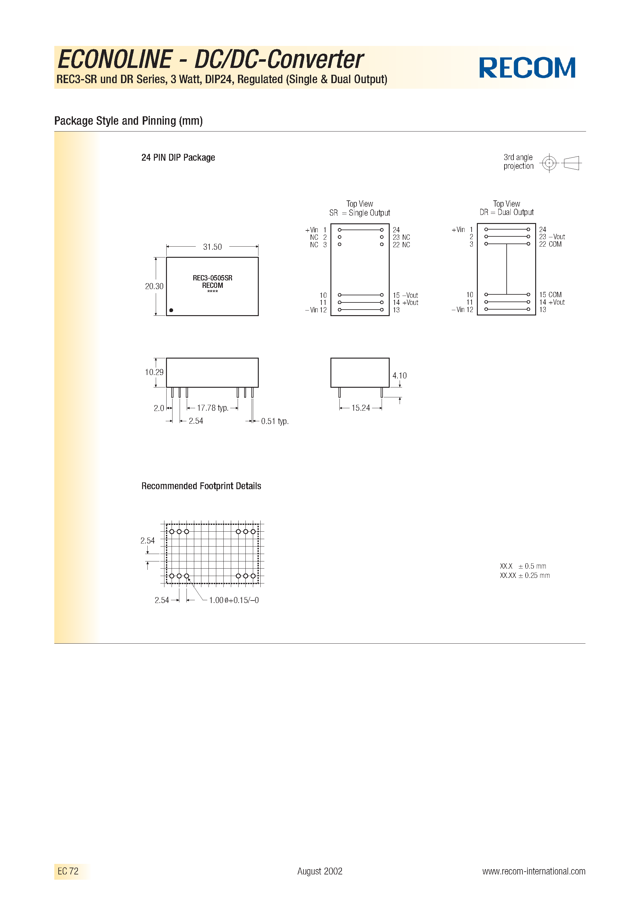 Datasheet REC2.2-1512SR page 2 Datasheet REC2.2-1512SR - ECONOLINE - DC/DC - CONVERTER page 2