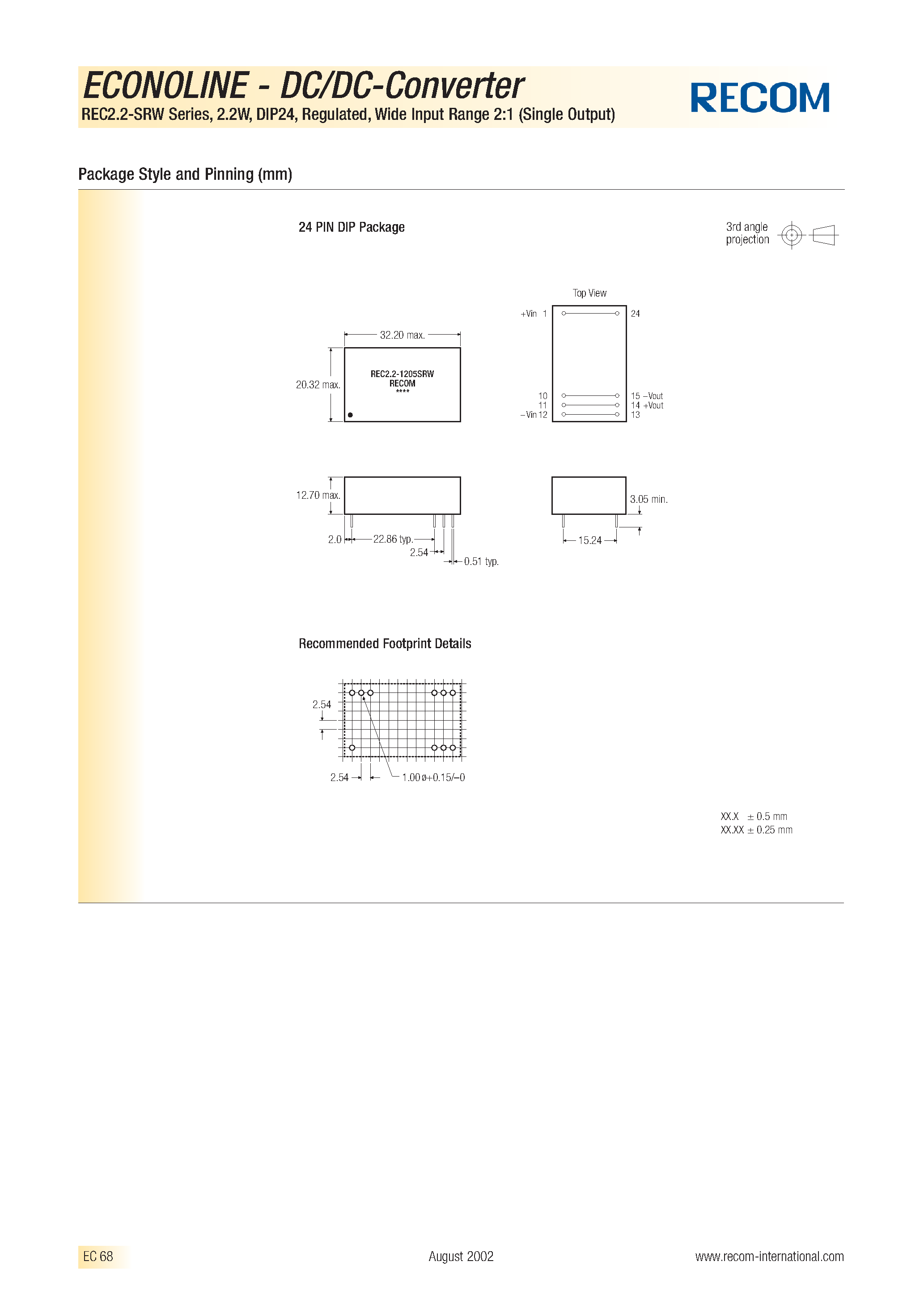 Datasheet REC2.2-2424SRW - ECONOLING - DC/DC - CONVERTER page 2