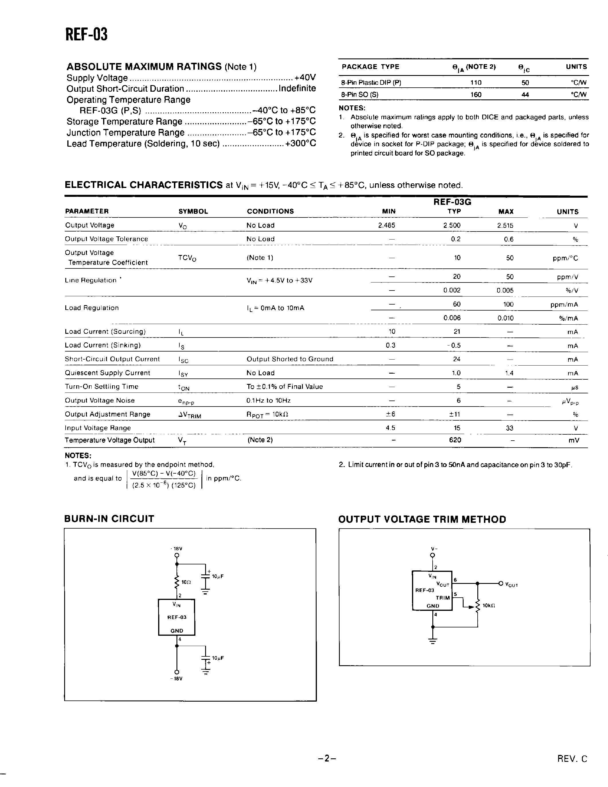 Datasheet REF03GP - +2.5V Precision Voltage Reference page 2