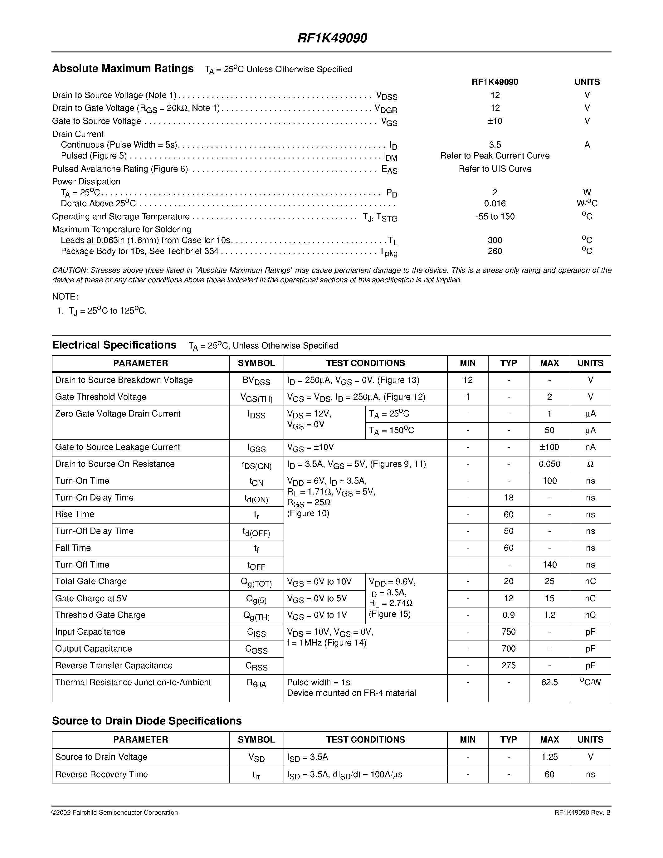Datasheet RF1K49090 - 3.5A/ 12V/ 0.050 Ohm/ Logic Level/ Dual N-Channel LittleFET Power MOSFET page 2