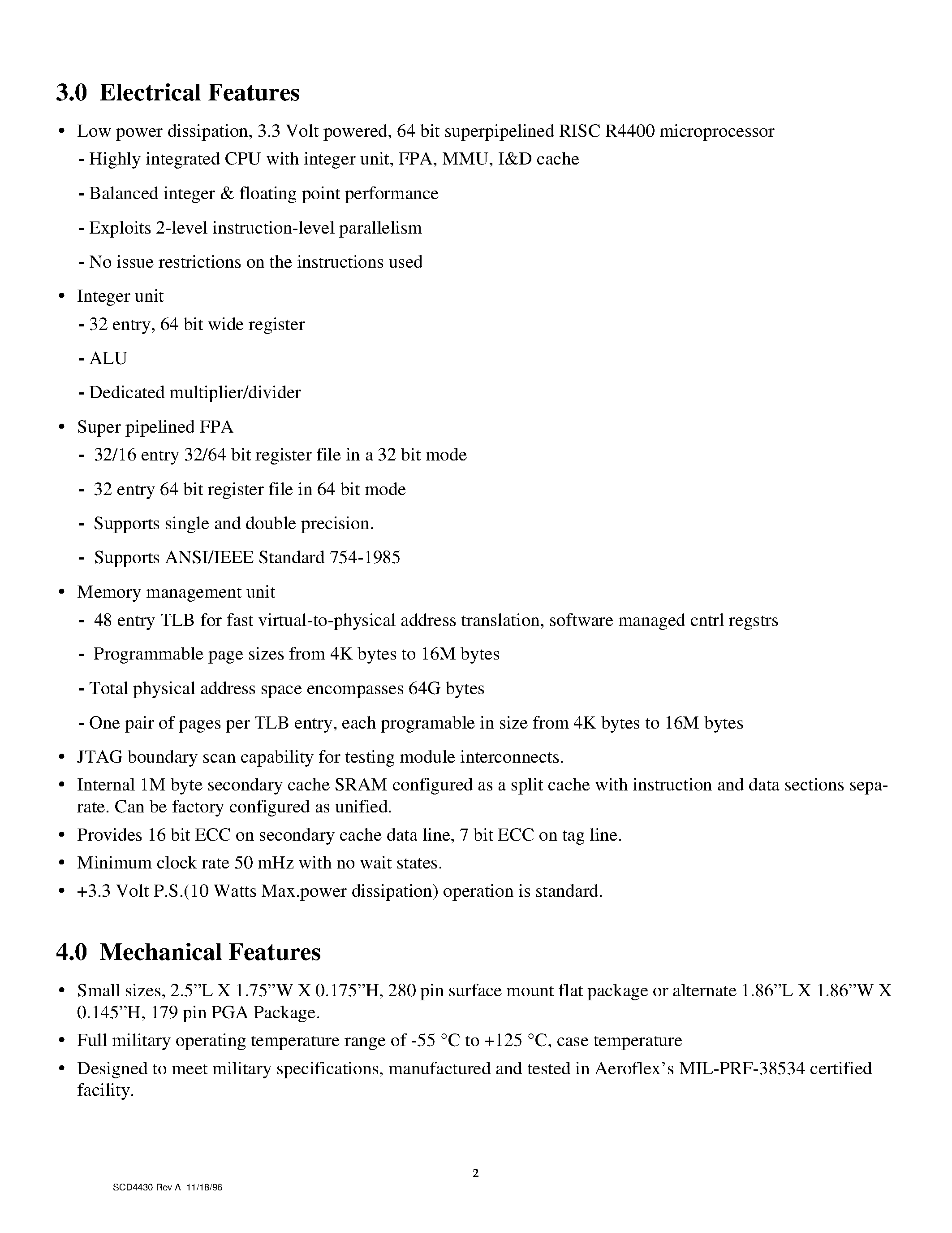 Datasheet R4400PC - A MIPS R4400 RISC Microprocessor Multichip Module page 2