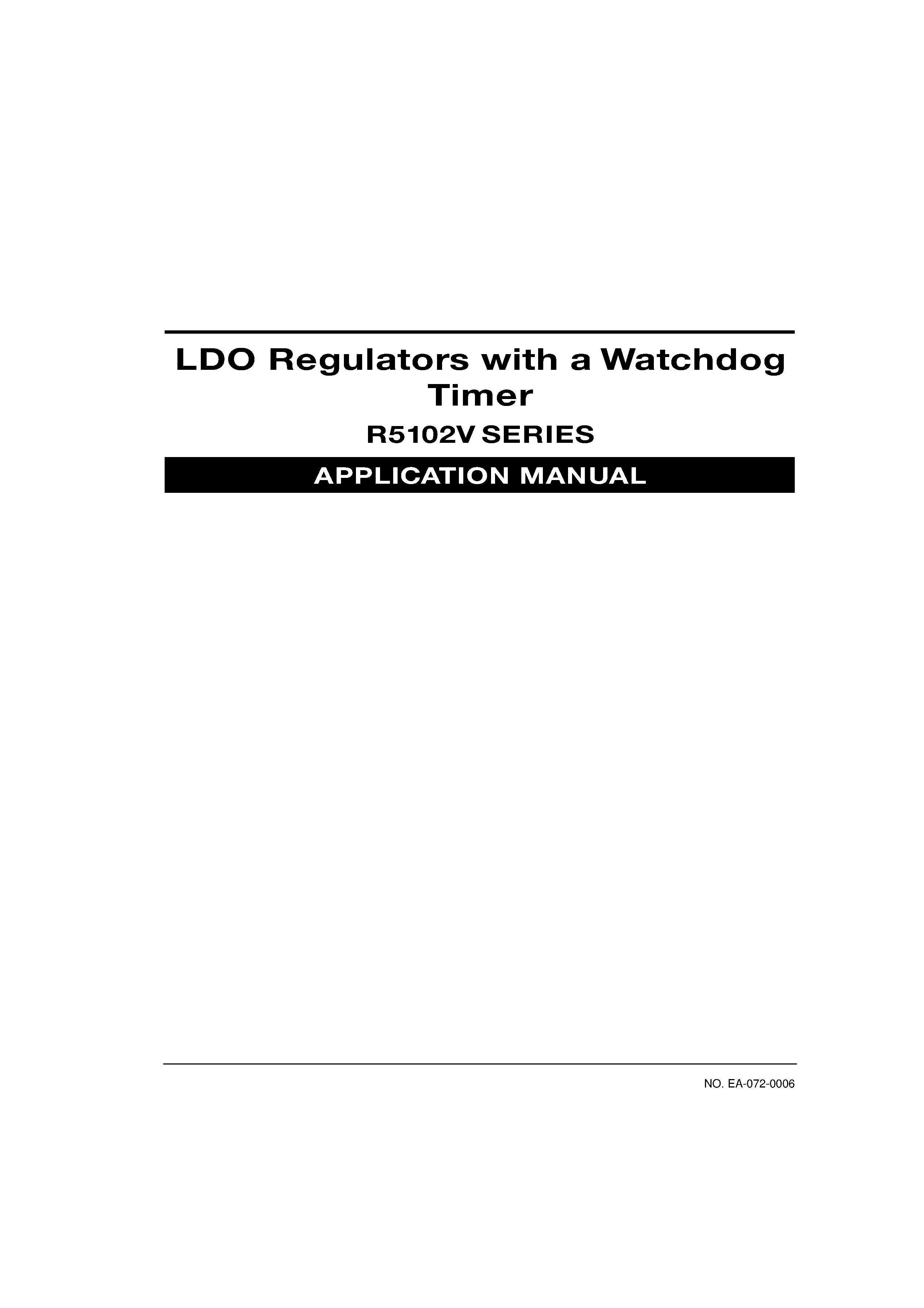 Datasheet R5102V001A page 1 Datasheet R5102V001A - LDO Regulators with a Watchdog Timer page 1