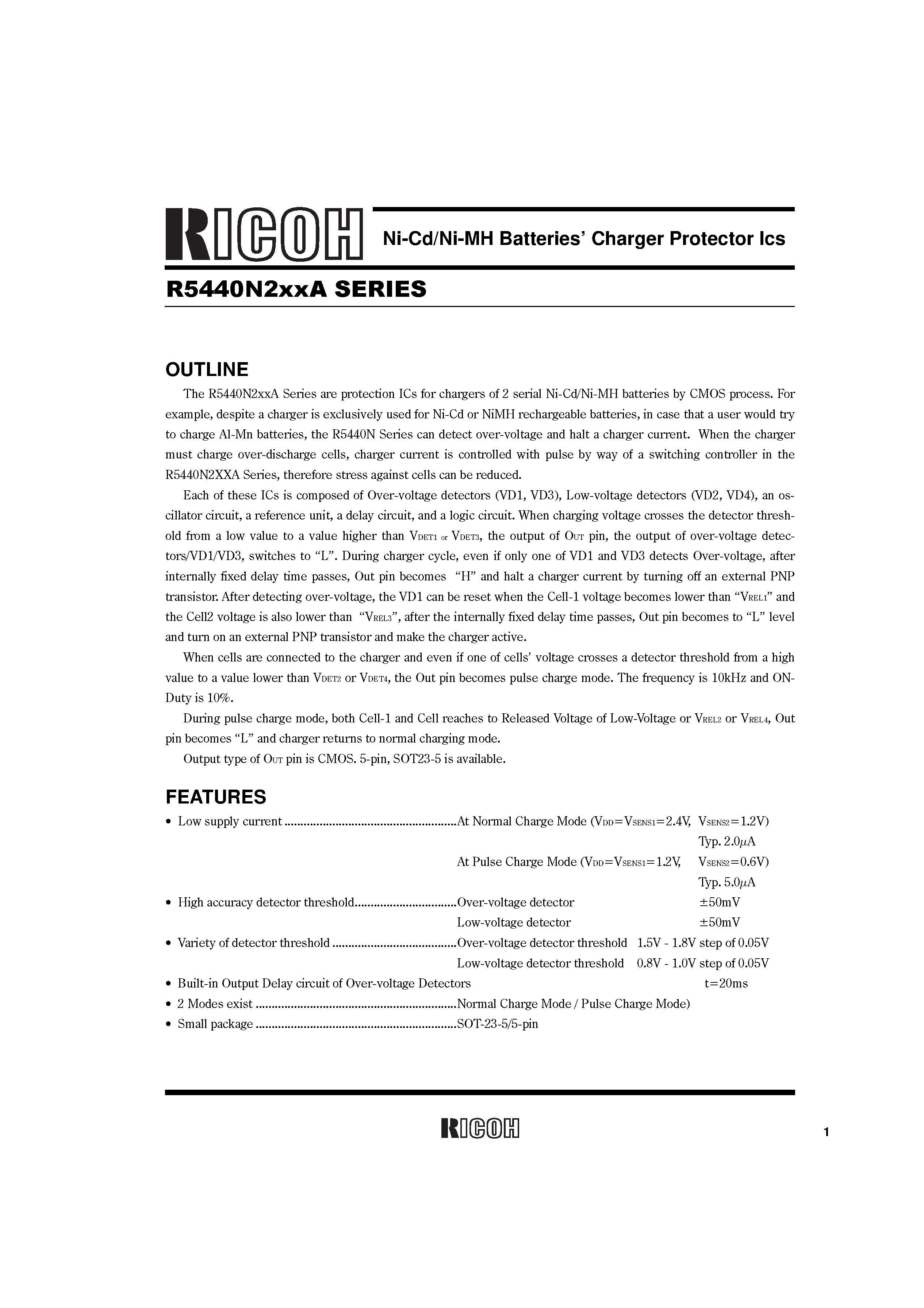 Datasheet R5440N202A-TR - Ni-Cd/Ni-MH Batteries Charger Protector Ics page 2