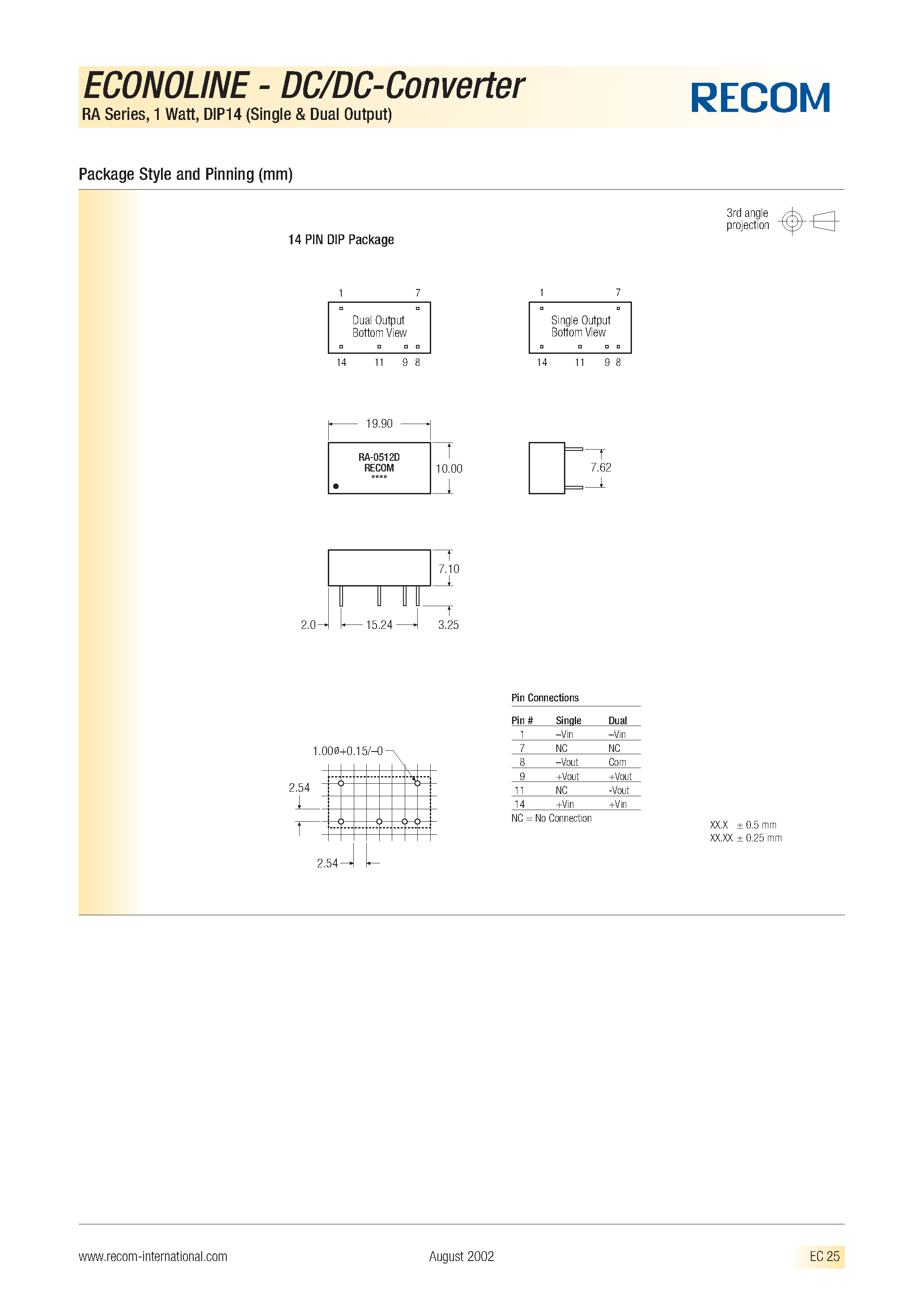 Даташит RA-1.809S - ECONOLINE - DC/DC - CONVERTER страница 2