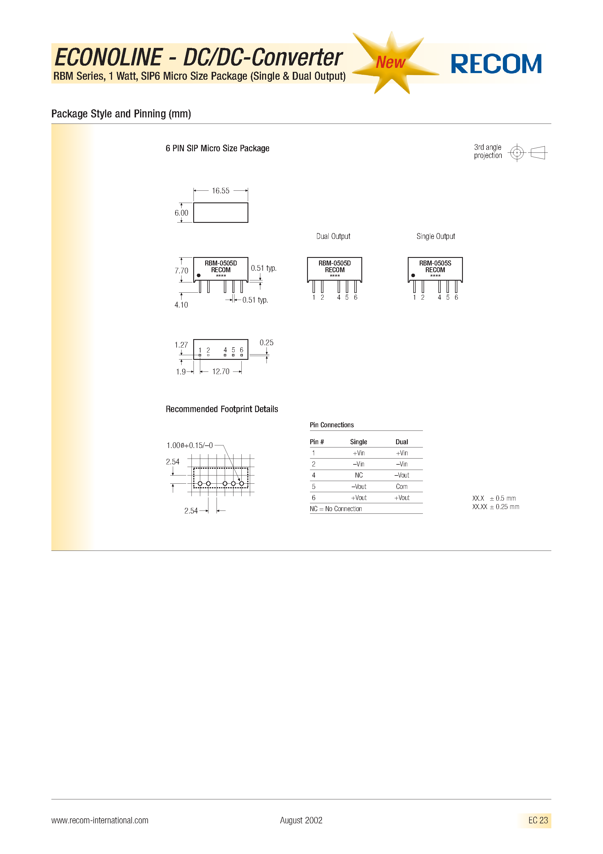Datasheet RBM-3.324D - ECONOLINE - DC/DC - CONVERTER page 2