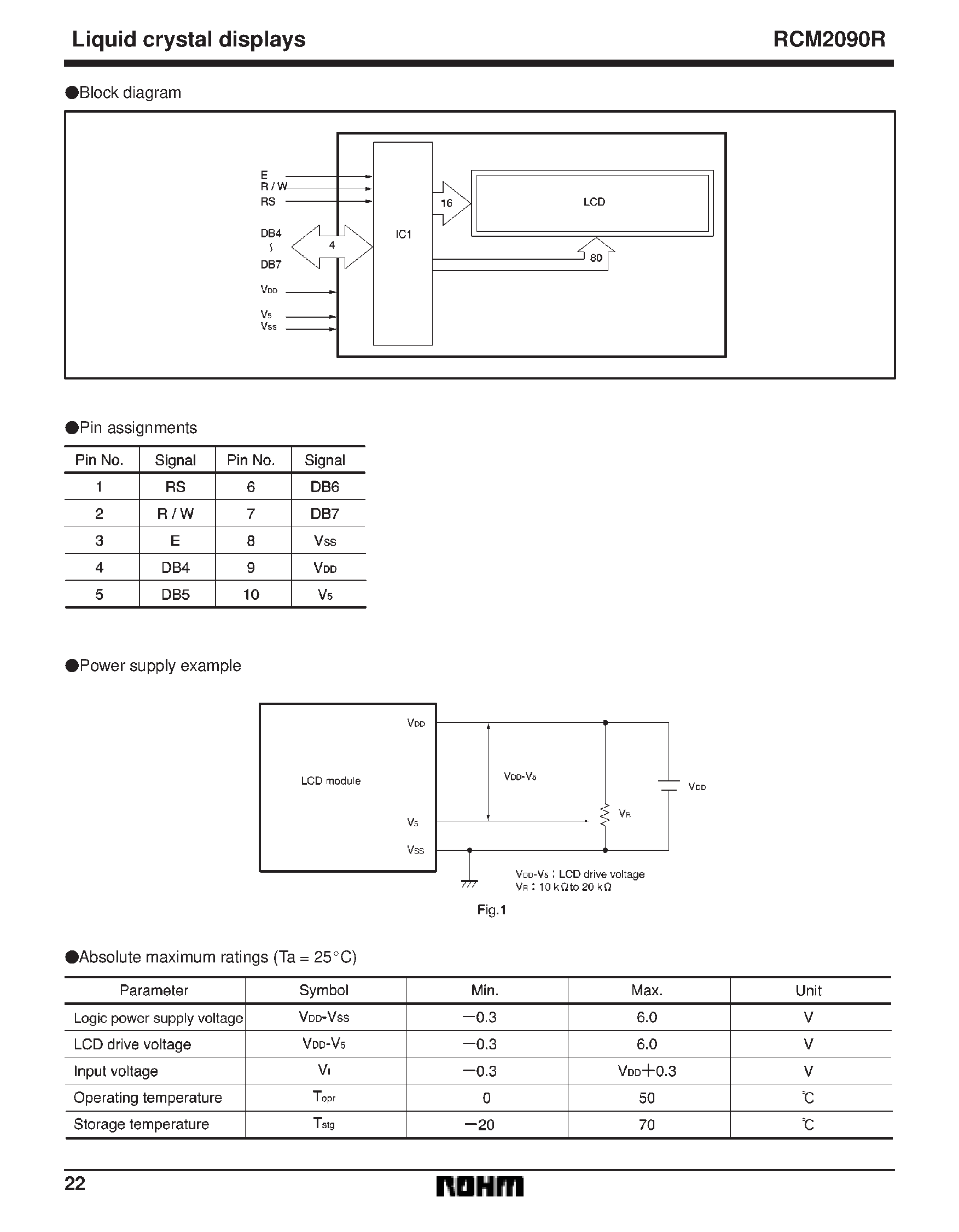Datasheet RCM2090 - 16 characters x 2 lines COG module page 2