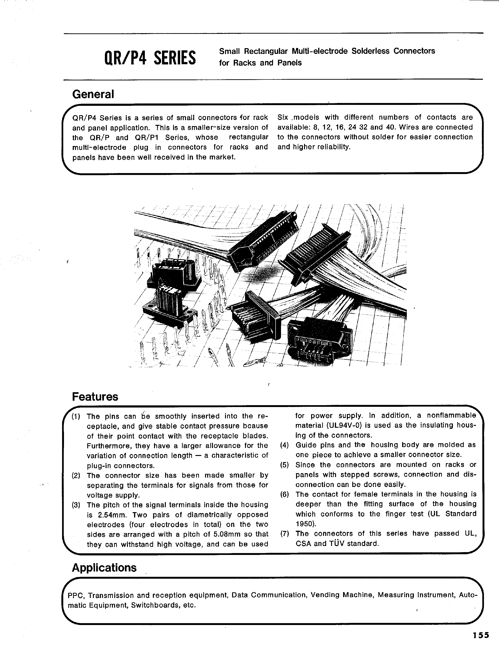 Datasheet QR/P4-24P-C01 - Small Rectangular Multi-electrode Solderless Connectors for Racks and Panels page 1