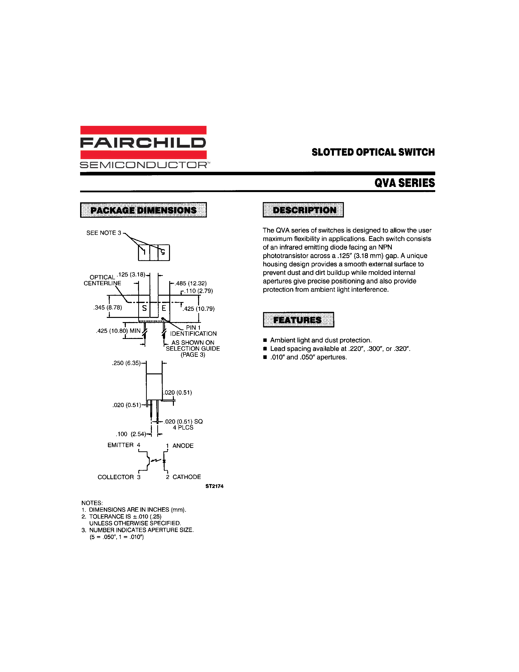 Datasheet QVA page 1 Datasheet QVA - SLOTTED OPTICAL SWITCH page 1
