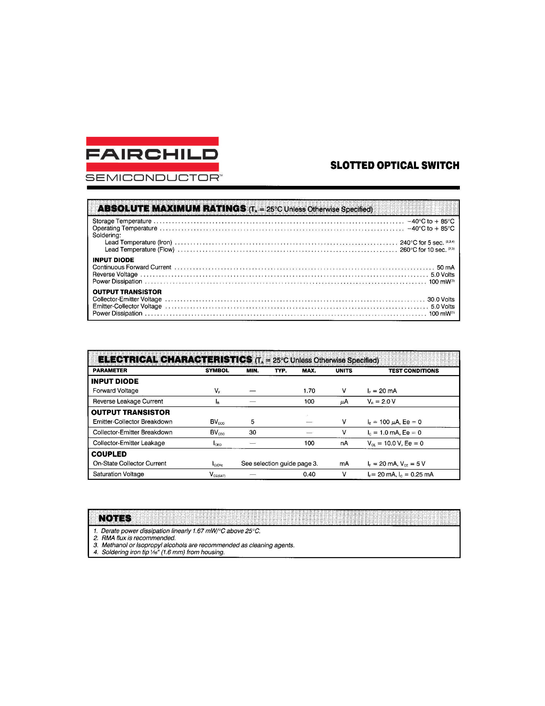 Datasheet QVA page 2 Datasheet QVA - SLOTTED OPTICAL SWITCH page 2