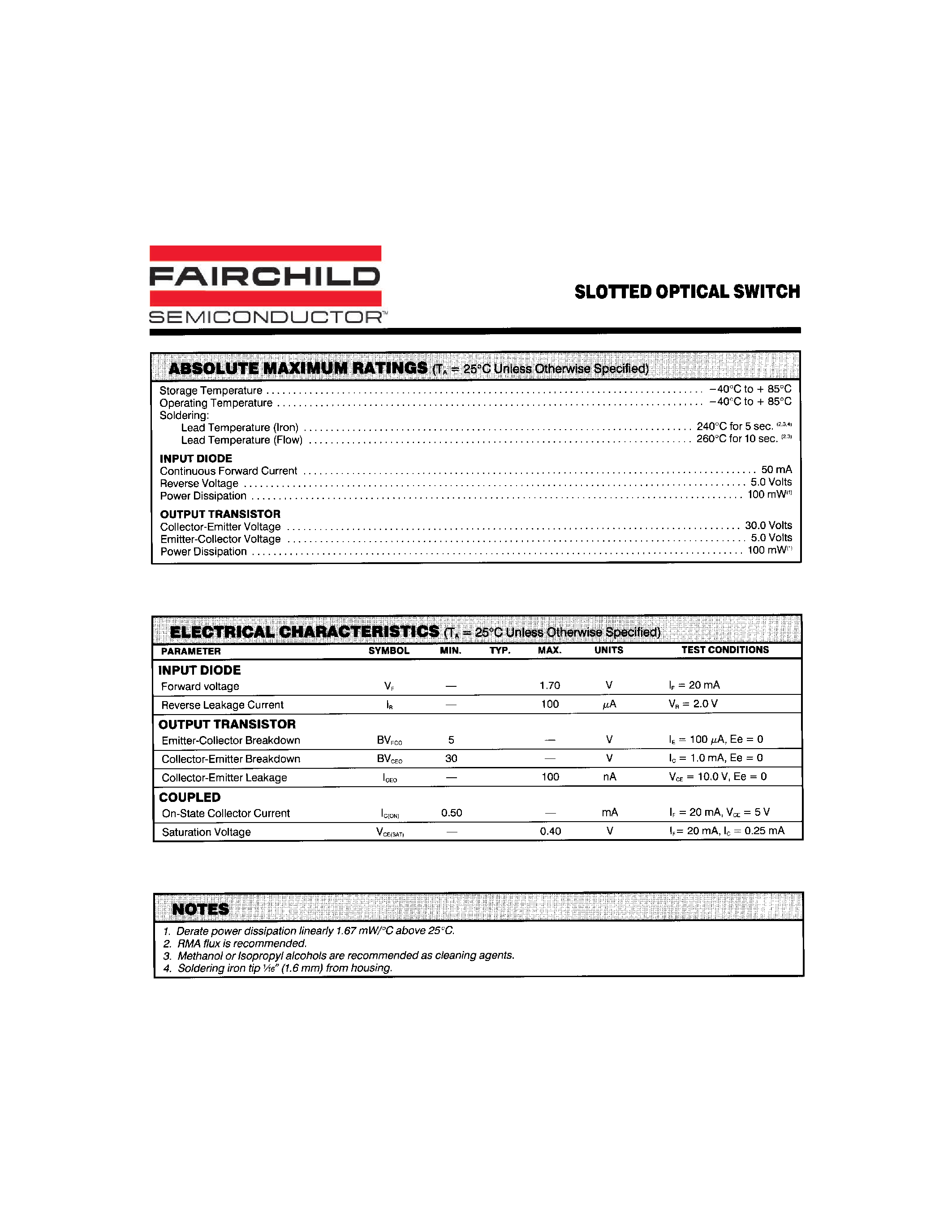 Datasheet QVE11233 - SLOTTED OPTICAL SWITCH page 2