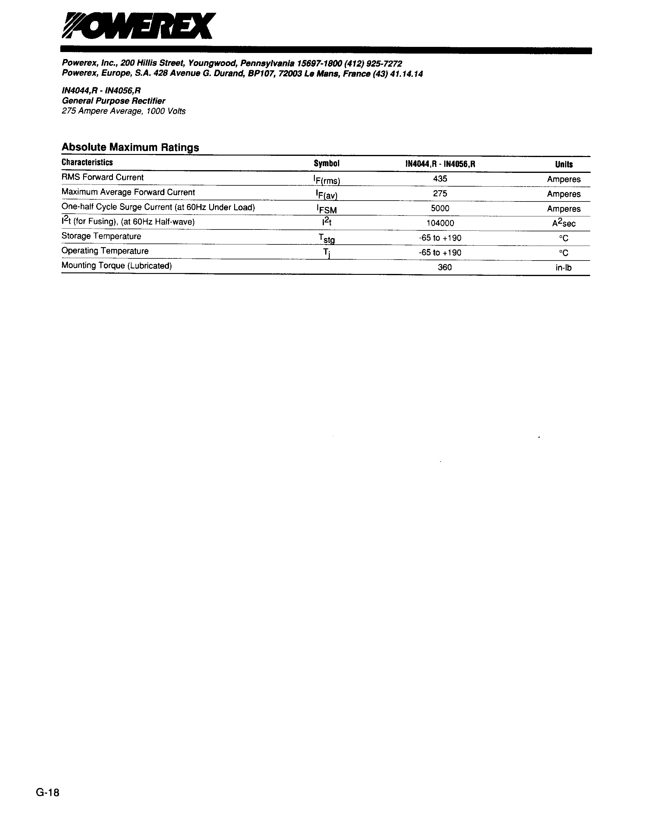 Datasheet R-IN4046 page 2 Datasheet R-IN4046 - General Purpose Rectifier page 2