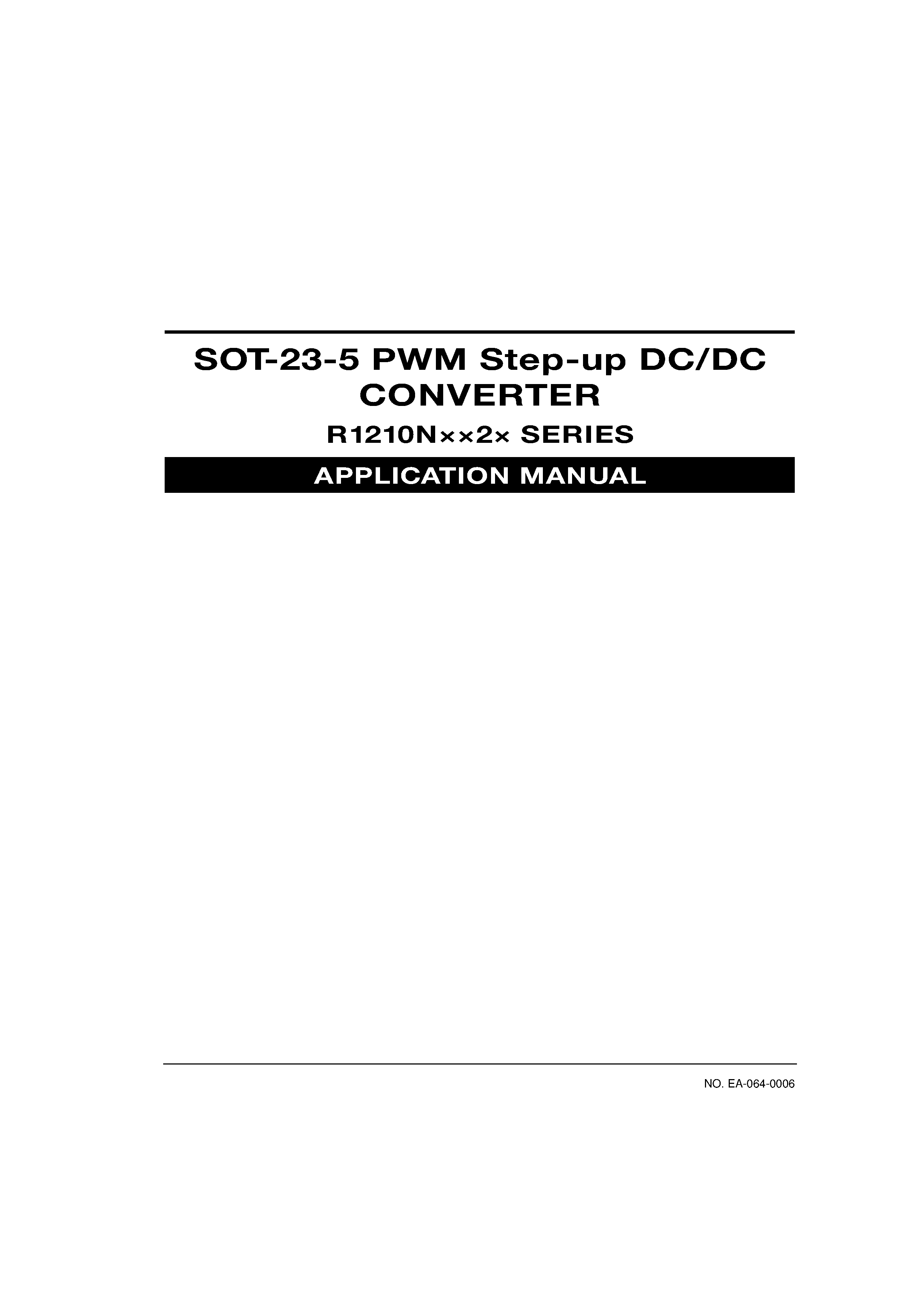 Datasheet R1210N502C-TL - SOT23-5 PWM Step-up DC/DC Converter page 1