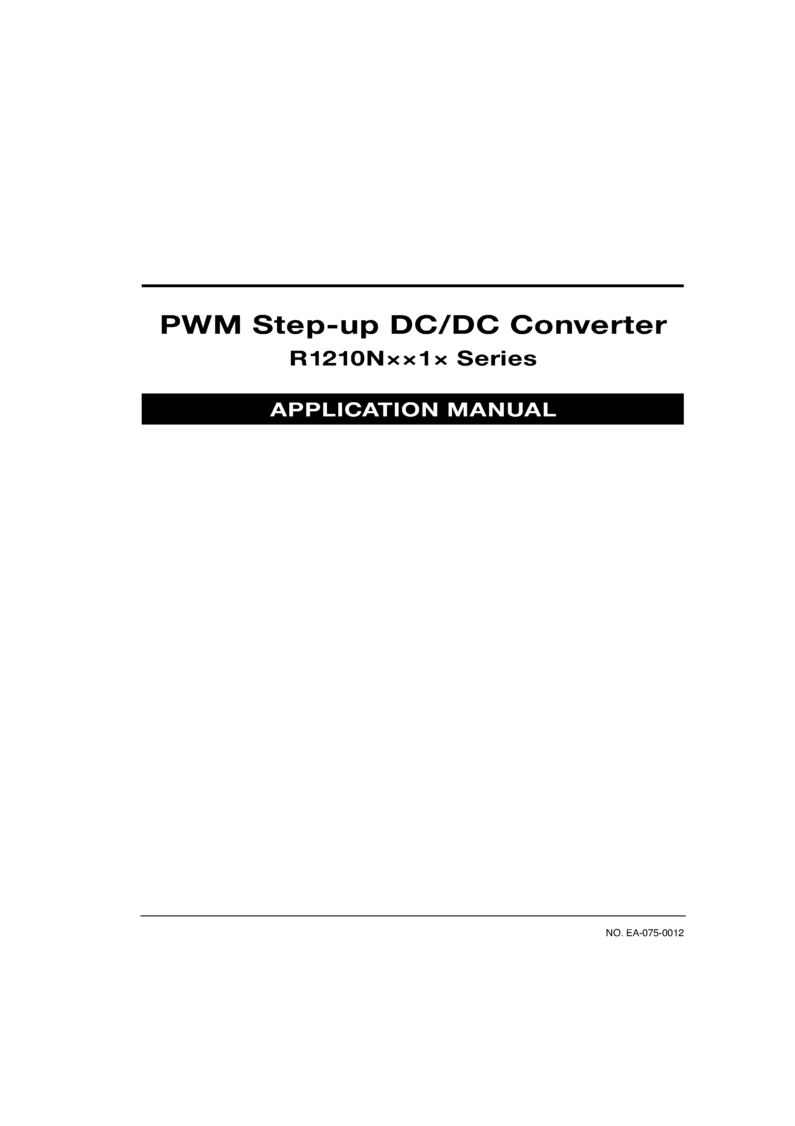 Datasheet R1210N601D-TR page 1 Datasheet R1210N601D-TR - PWM Step-up DC/DC Converter page 1