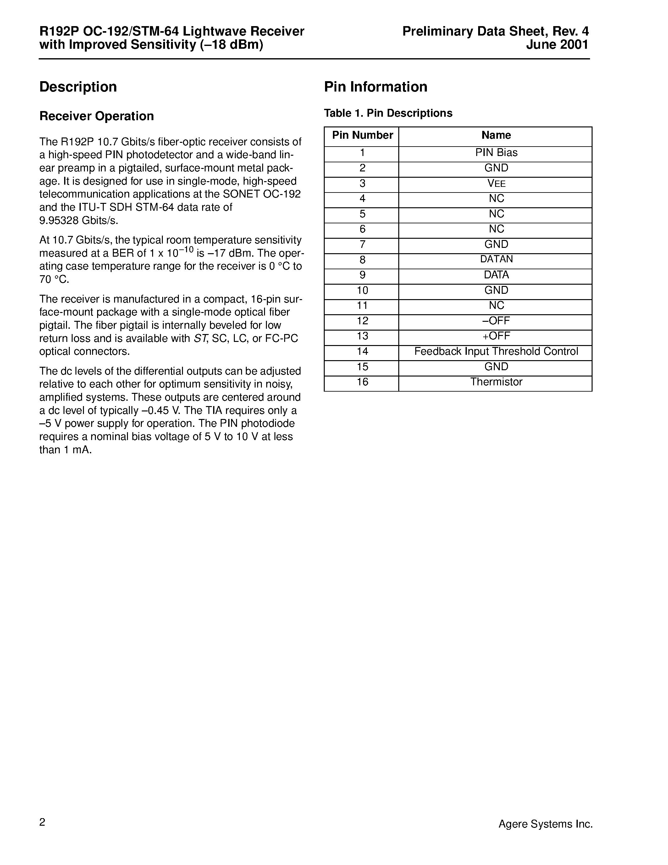 Datasheet R1LP0408CSP-7LI page 2 Datasheet R1LP0408CSP-7LI - Wide Temperature Range Version 4 M SRAM (512-kword 8-bit) page 2