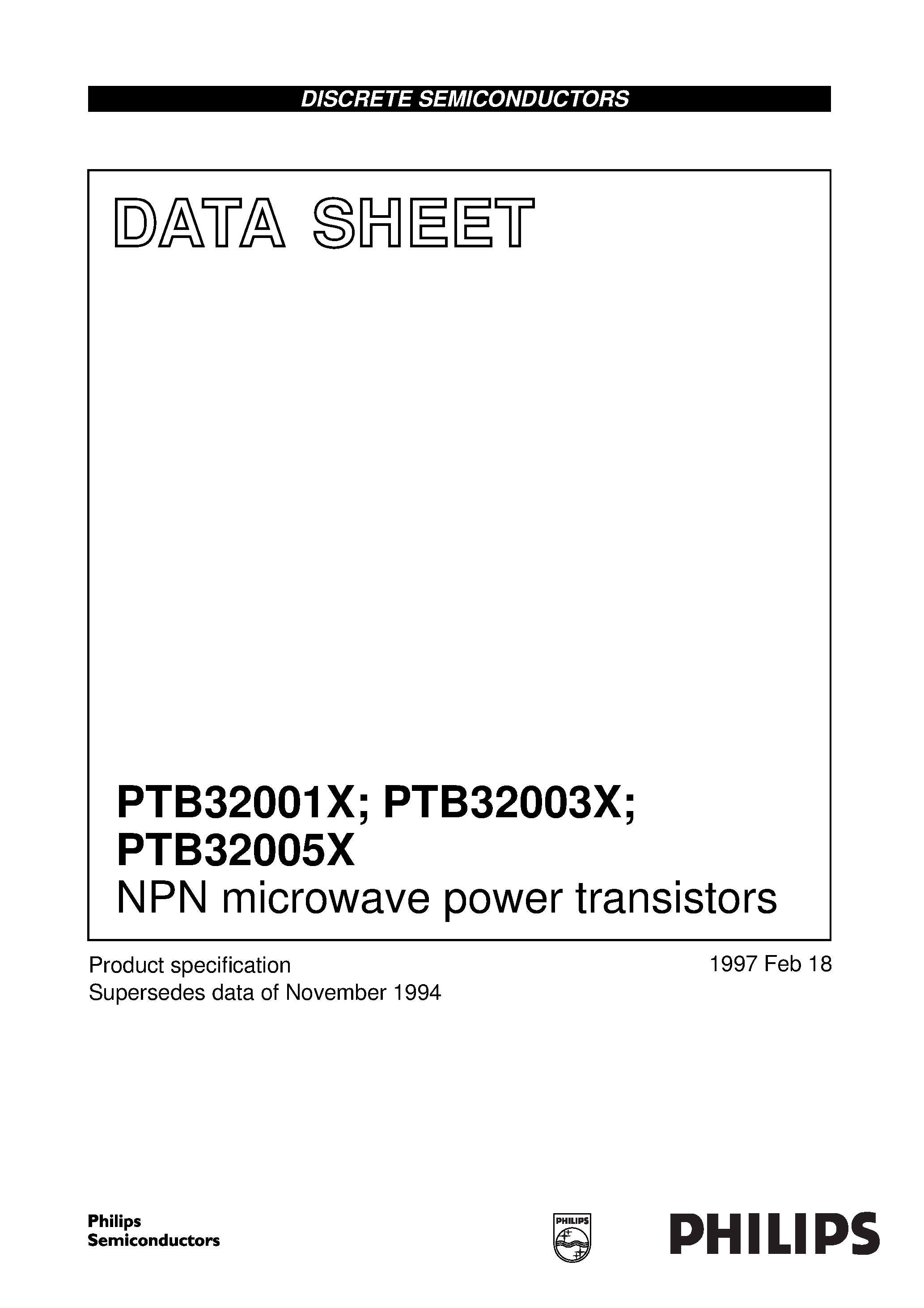 Datasheet PTB32001X - NPN microwave power transistors page 1