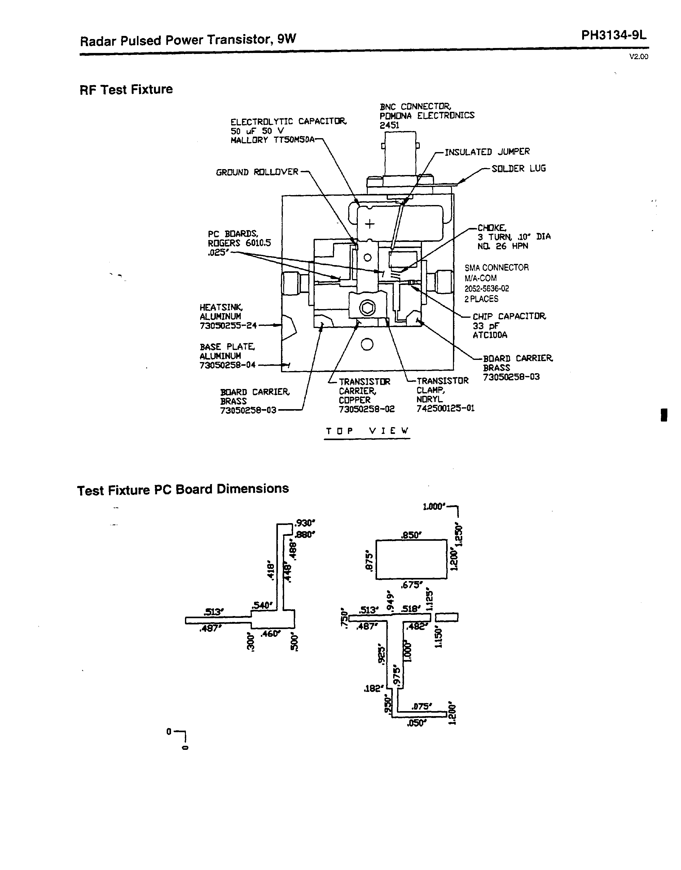 Datasheet PTI3134-9L - Radar Pulsed Power Transistor/ SW/ 300ms Pulse/ 10% Duty 3.1 - 3.4 GHz page 2