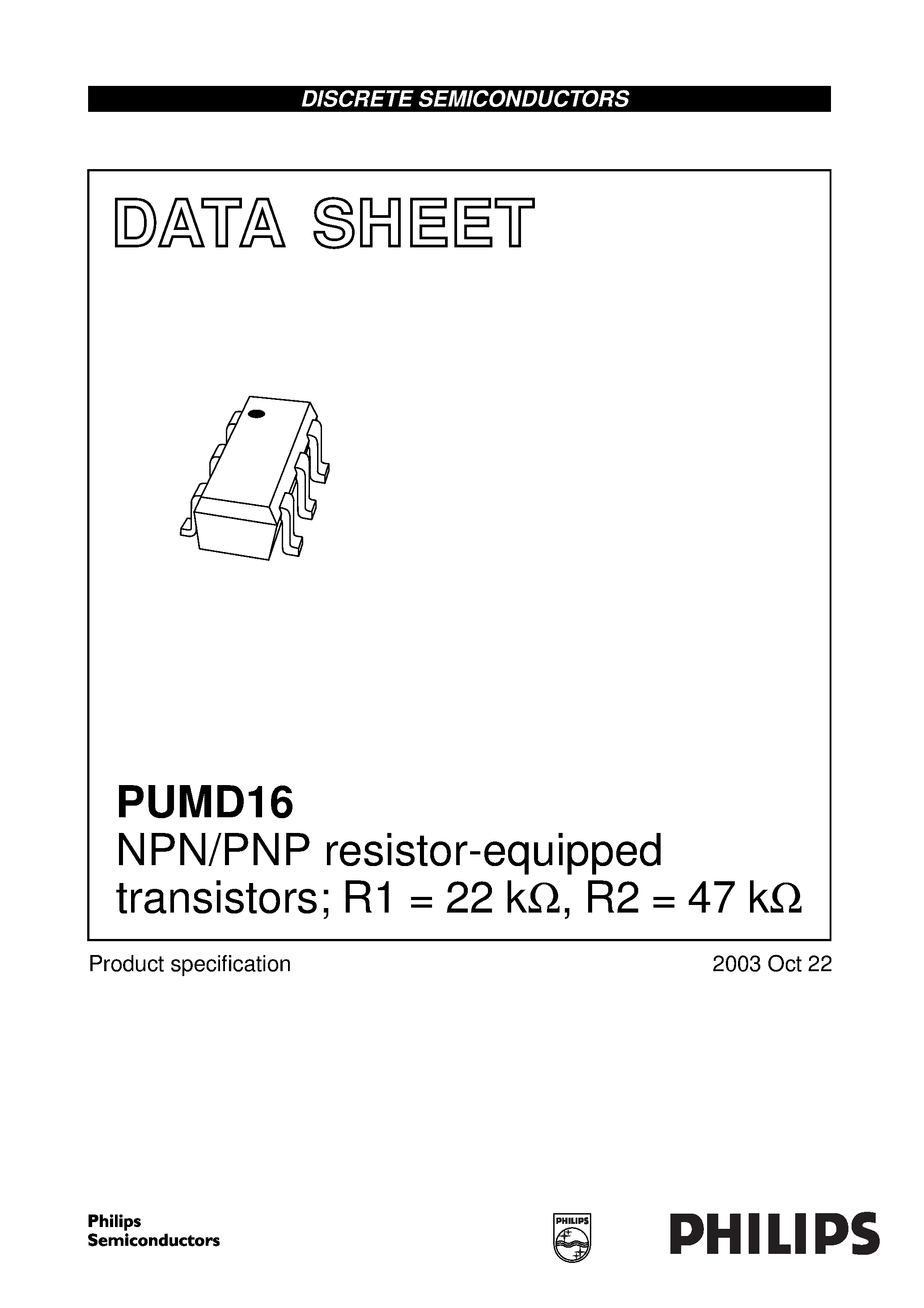 Datasheet PUMD16 - NPN/PNP resistor-equipped transistors page 1