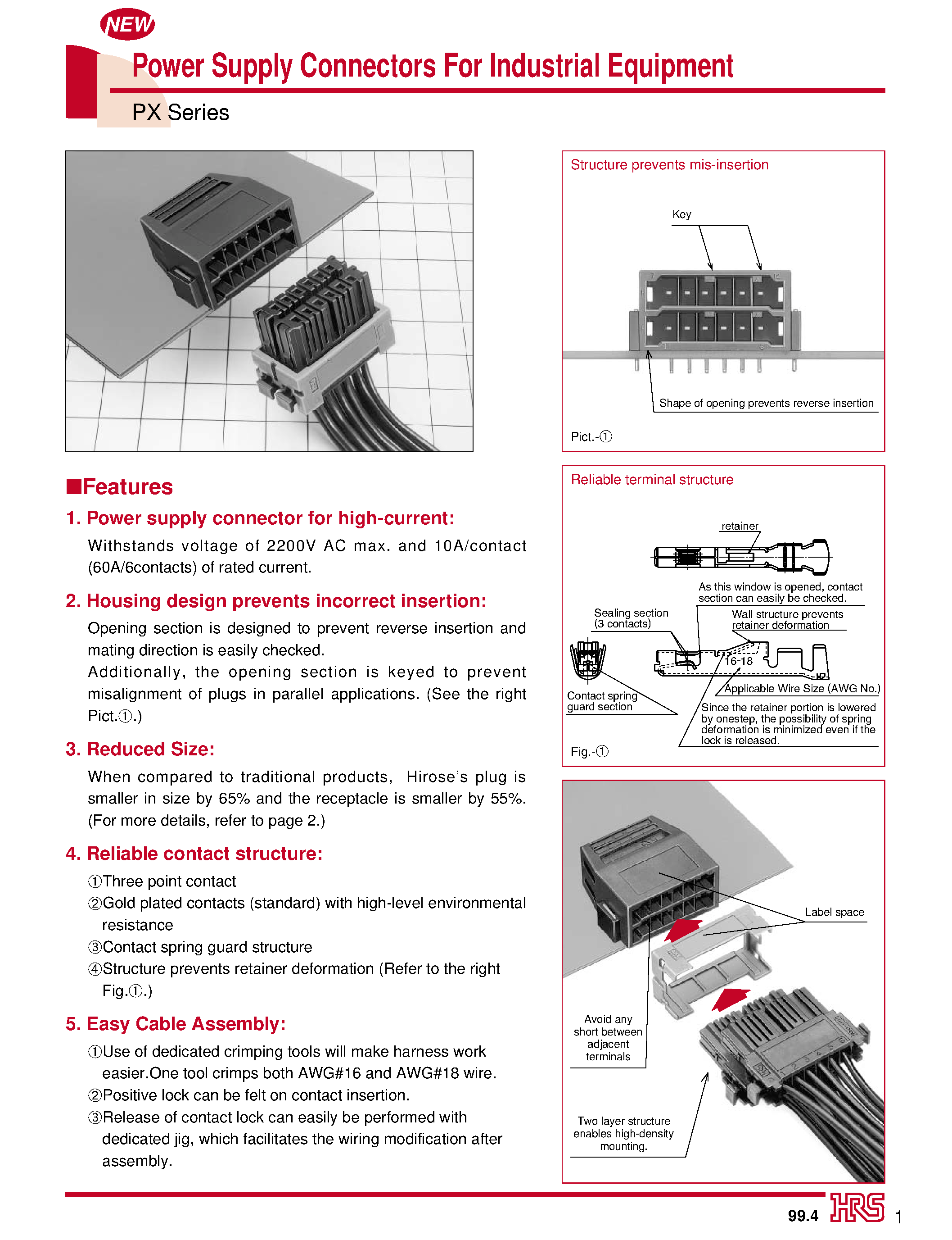 Даташит PX50-AD4S - Power Supply Connectors For Industrial Equipment страница 1