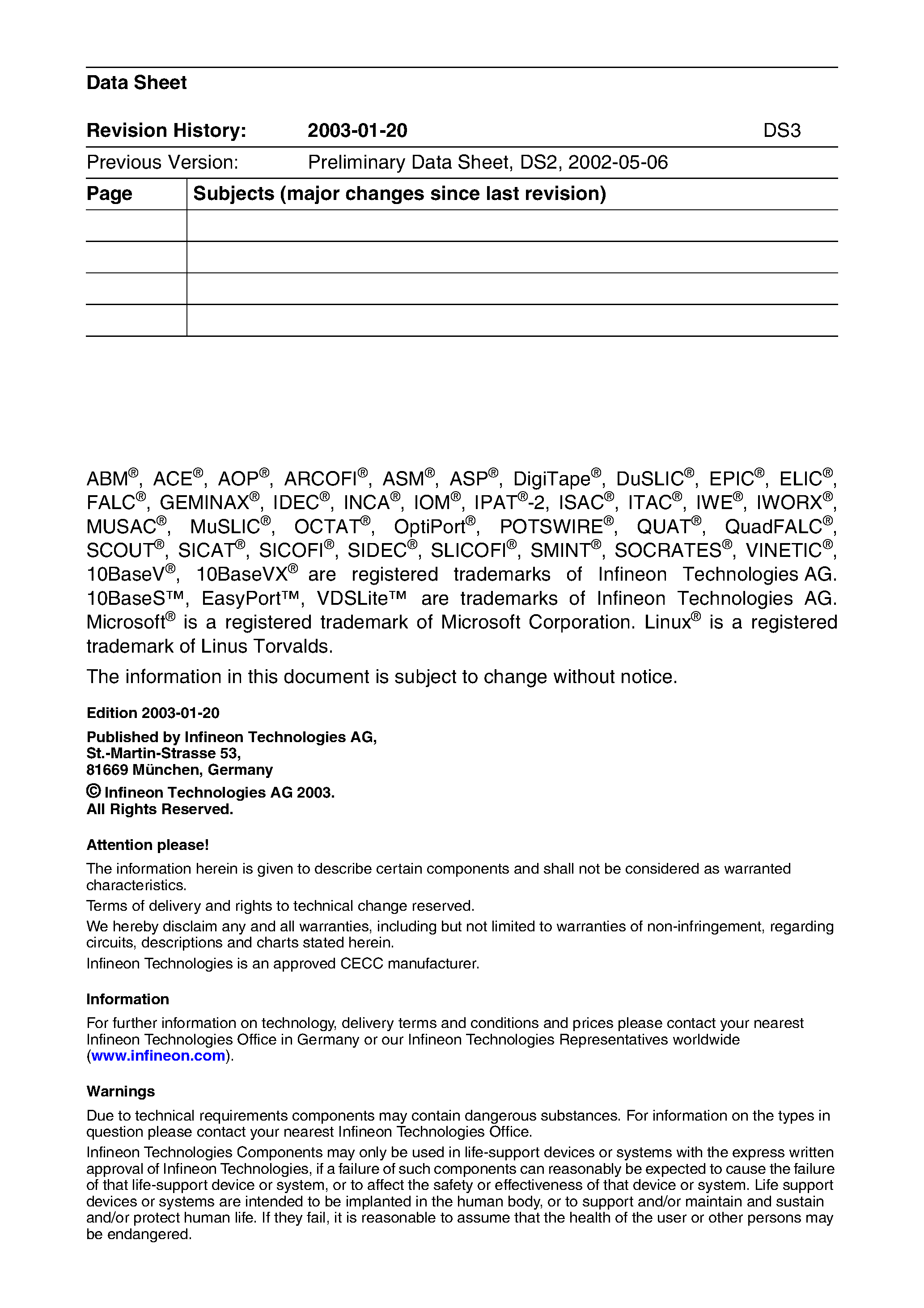 Даташит на микросхему PXB4219E страница 2 Даташит PXB4219E - Interworking Element for 8 E1/T1 Lines страница 2