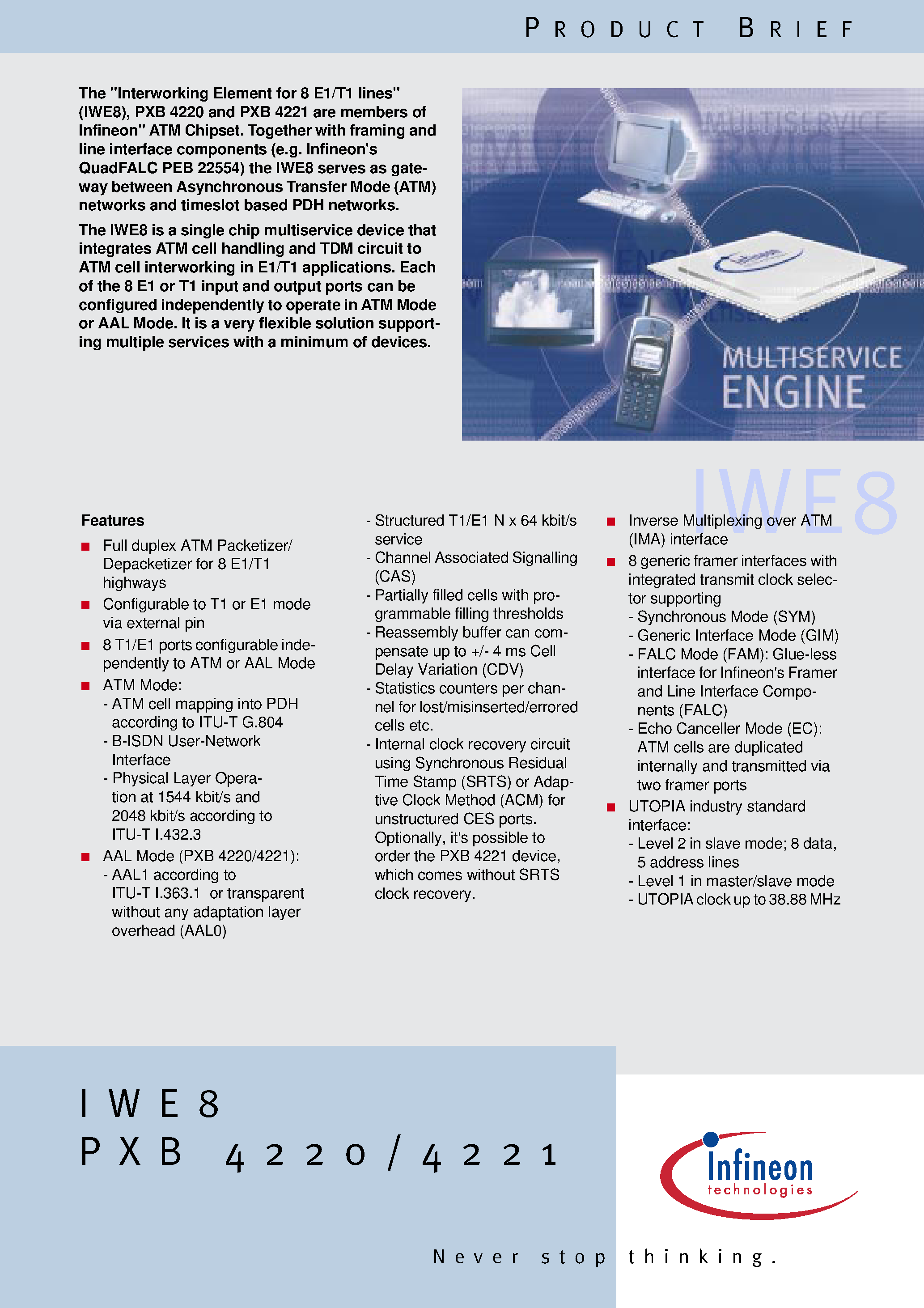 Даташит PXB4220 - IWE8 Interworking Element for 8 E1/T1 Lines страница 1